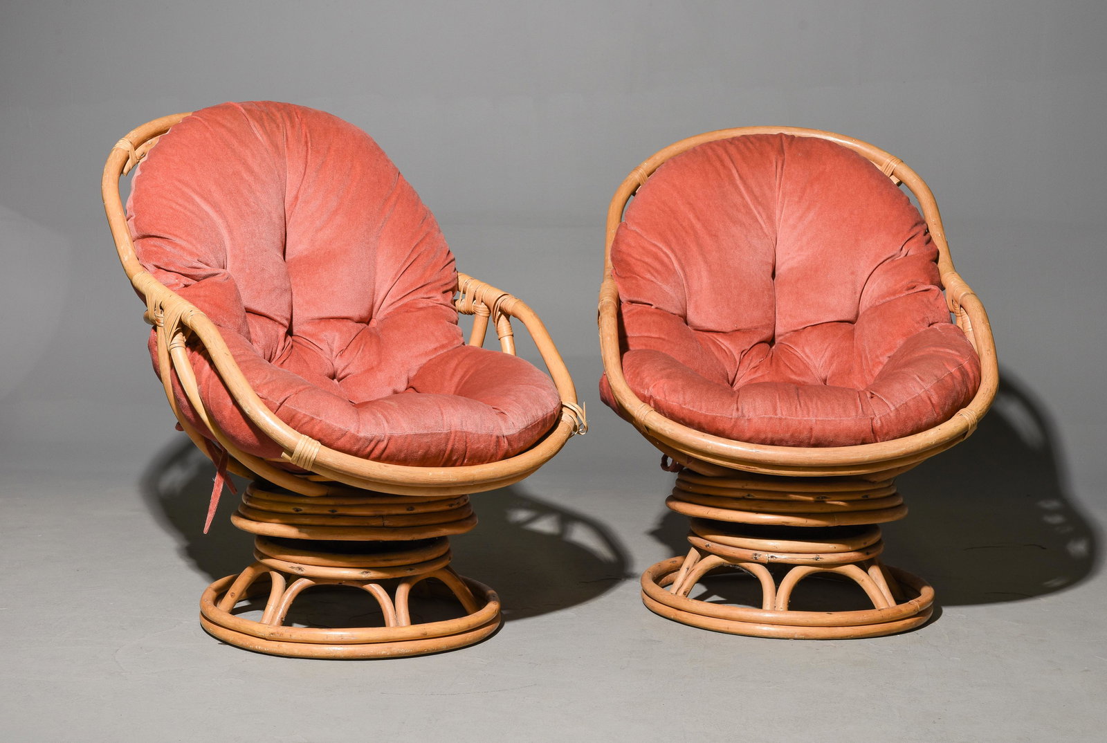 2 Tiki Style Bamboo Swivel Chairs (1 of 4)