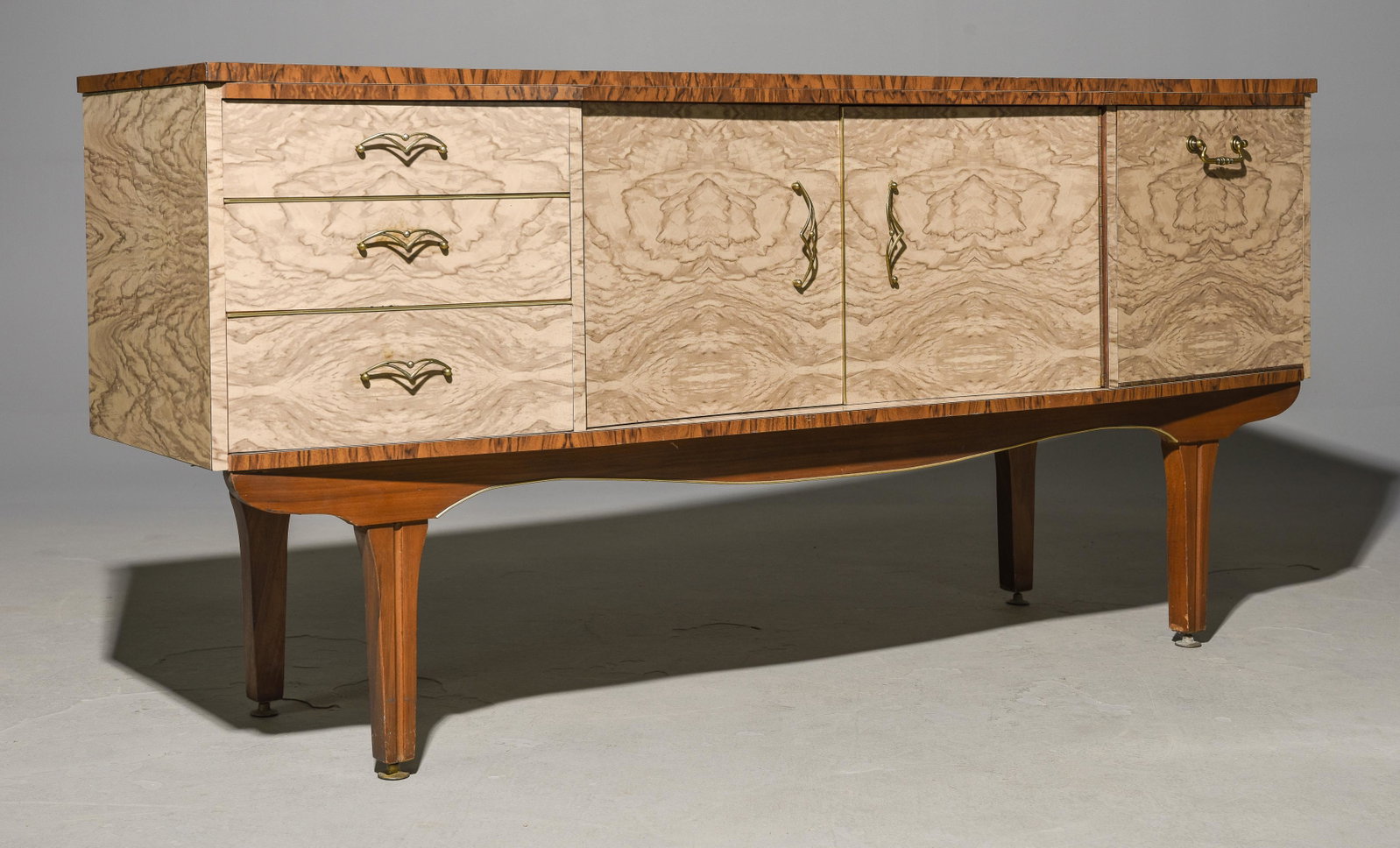 Mid Century Modern Cocktail Sideboard: Danish Modern Style Laminate Cocktail Sideboard