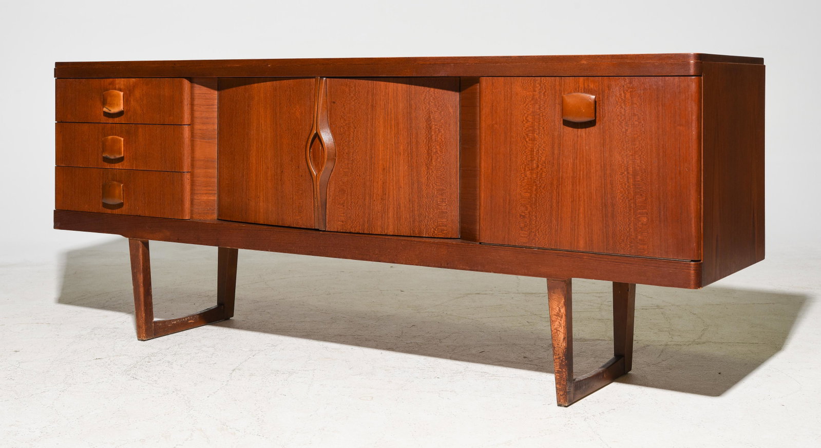 Mid Century Modern Cocktail Sideboard by Stonehill: Danish Modern Style Teak Cocktail Sideboard by Stonehill