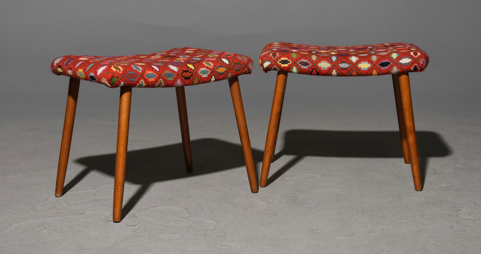 2 Danish Modern Upholstered Stools (1 of 3)