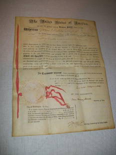 Patent Improvement Document, Signed Monroe & Adams: 3 page original Patent Improvement Document Dated September 26, 1823 , signed by President James Monroe & Secretary of State John Quincy Adams, as well as the Attorney General. Bearing the original se