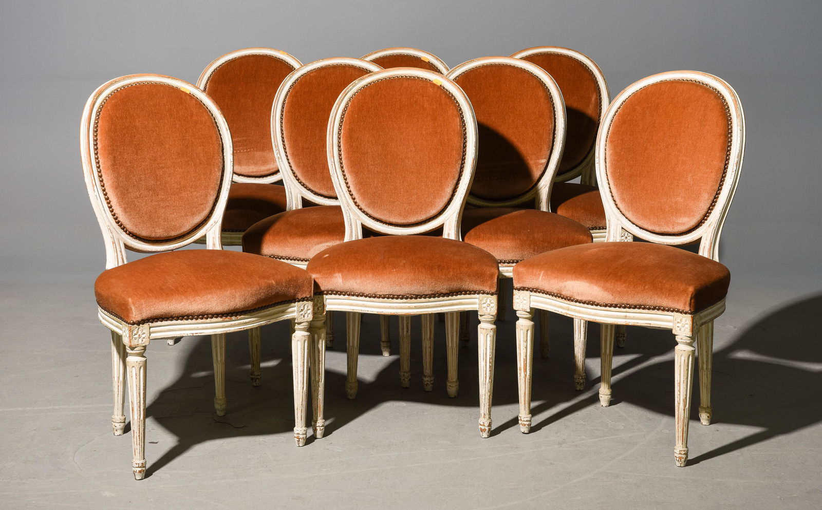 8 Louis XVI Style Balloon Back Painted Dining Chairs (1 of 3)