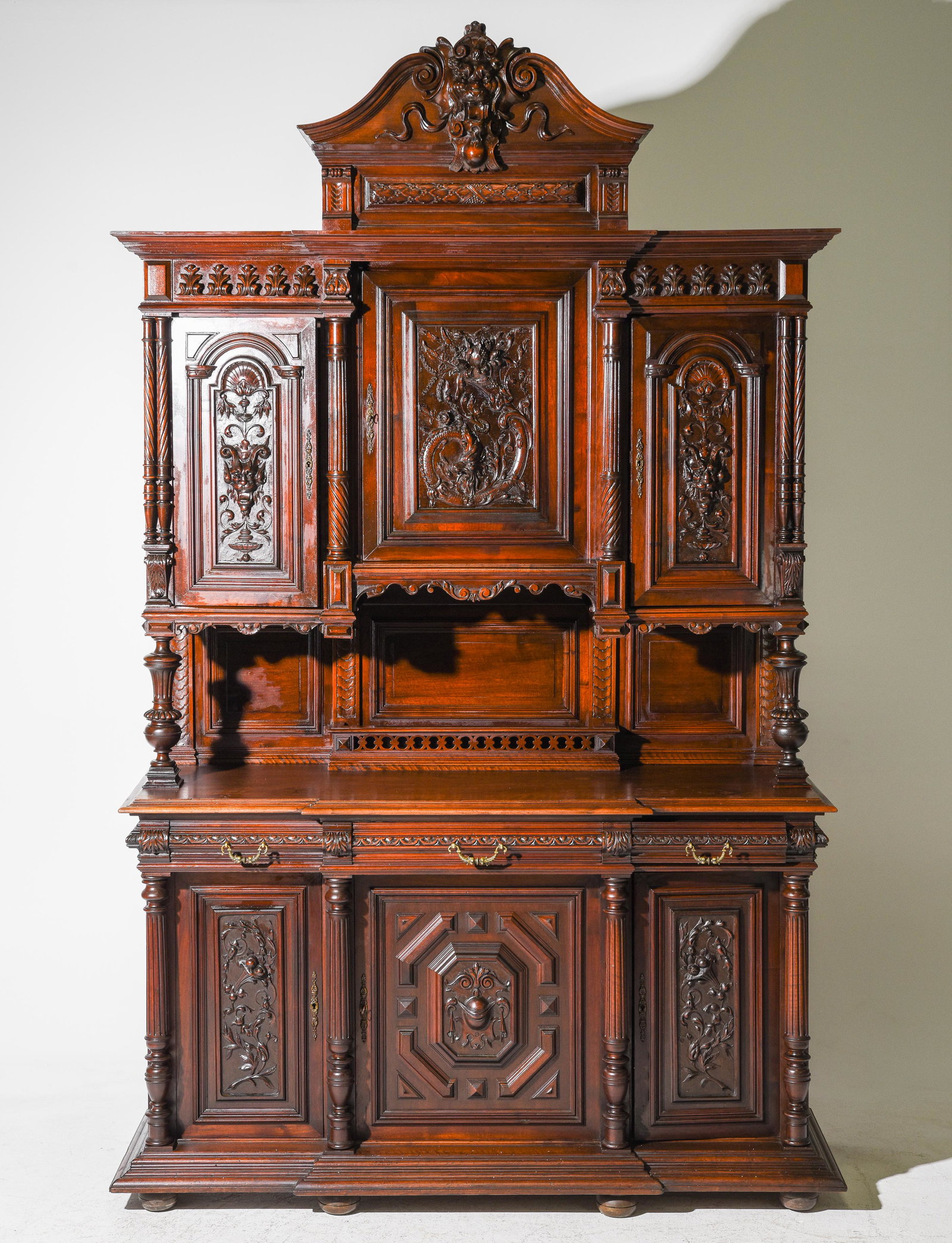 Monumental Carved French Henri II Style Double Buffet (1 of 11)