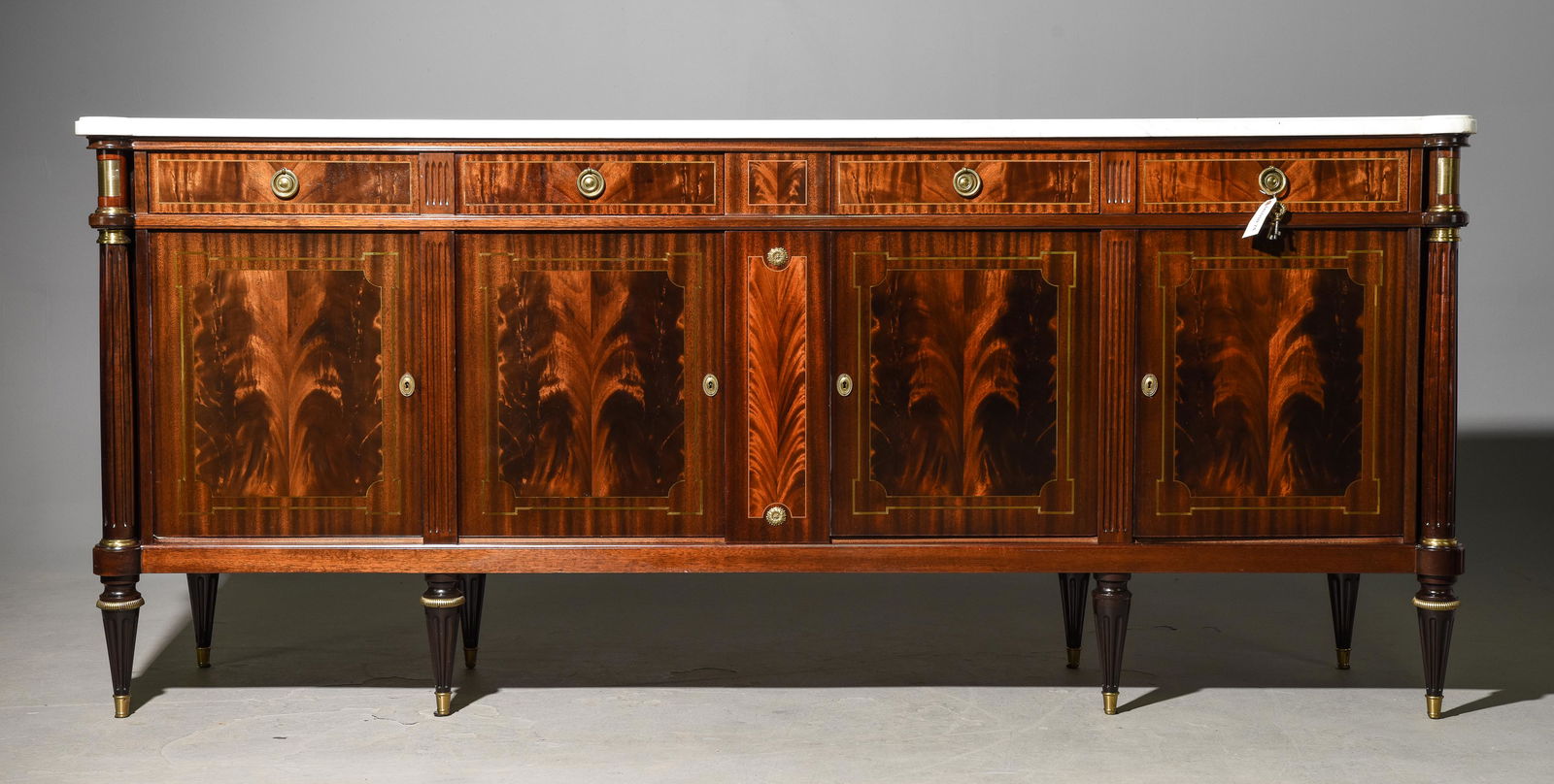 French Louis XVI Style White Marble Top Sideboard / Enfilade (1 of 8)