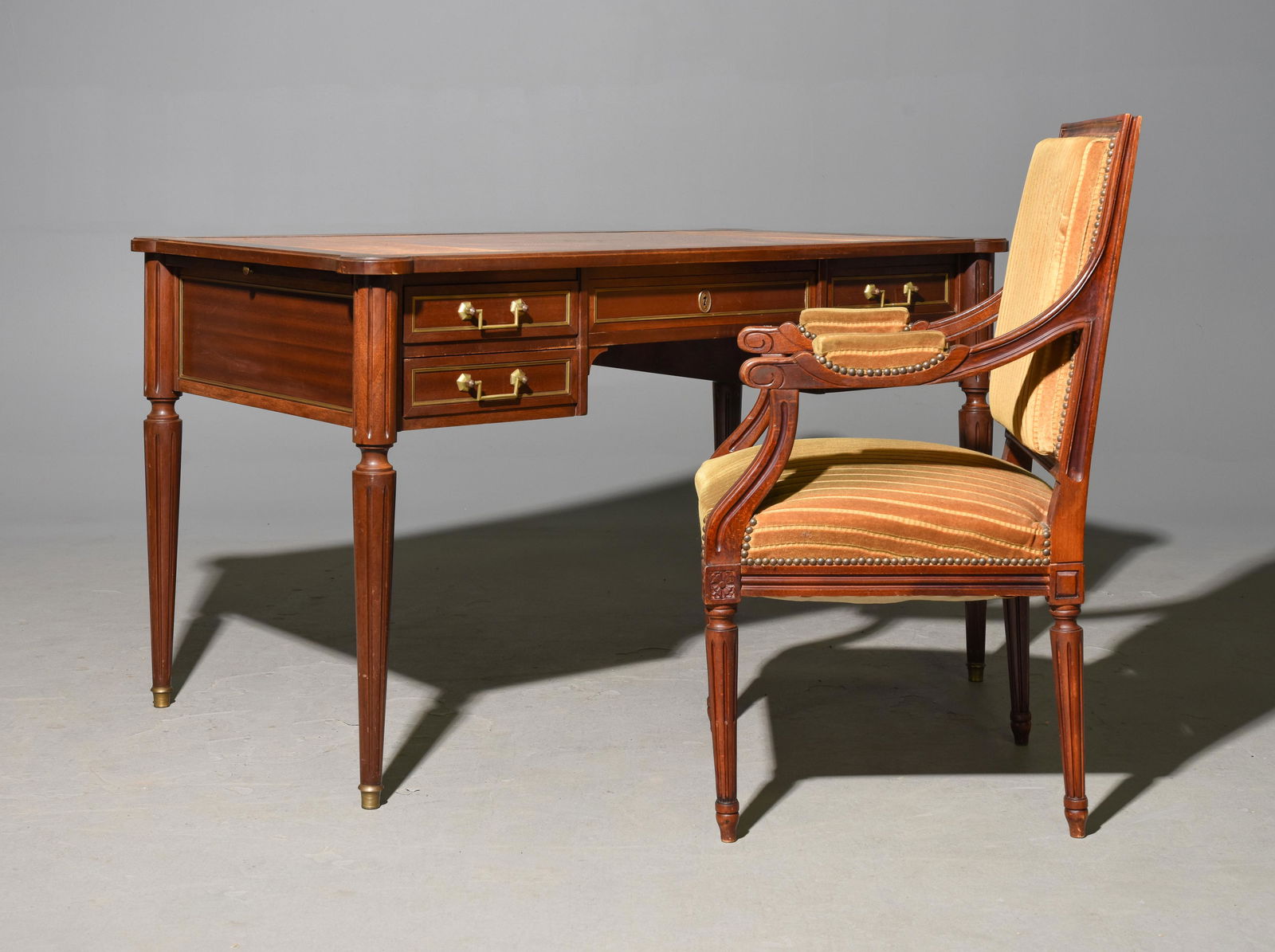 French Louis XVI Style Leather Top Desk & Arm Chair (1 of 5)
