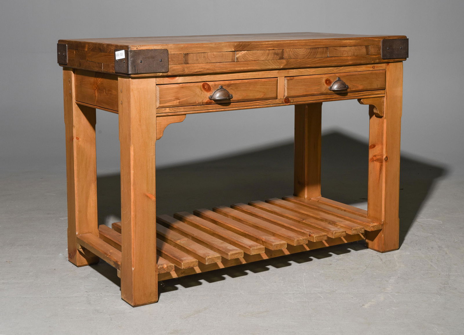 British Pine Island with Pot Rack Shelf (1 of 3)