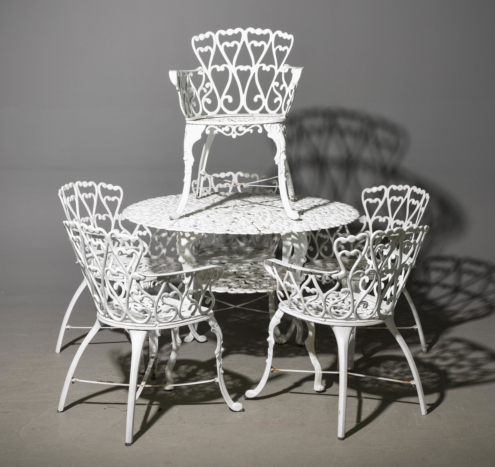 Painted Cast Metal Round Garden Table & 6 Chairs (1 of 3)