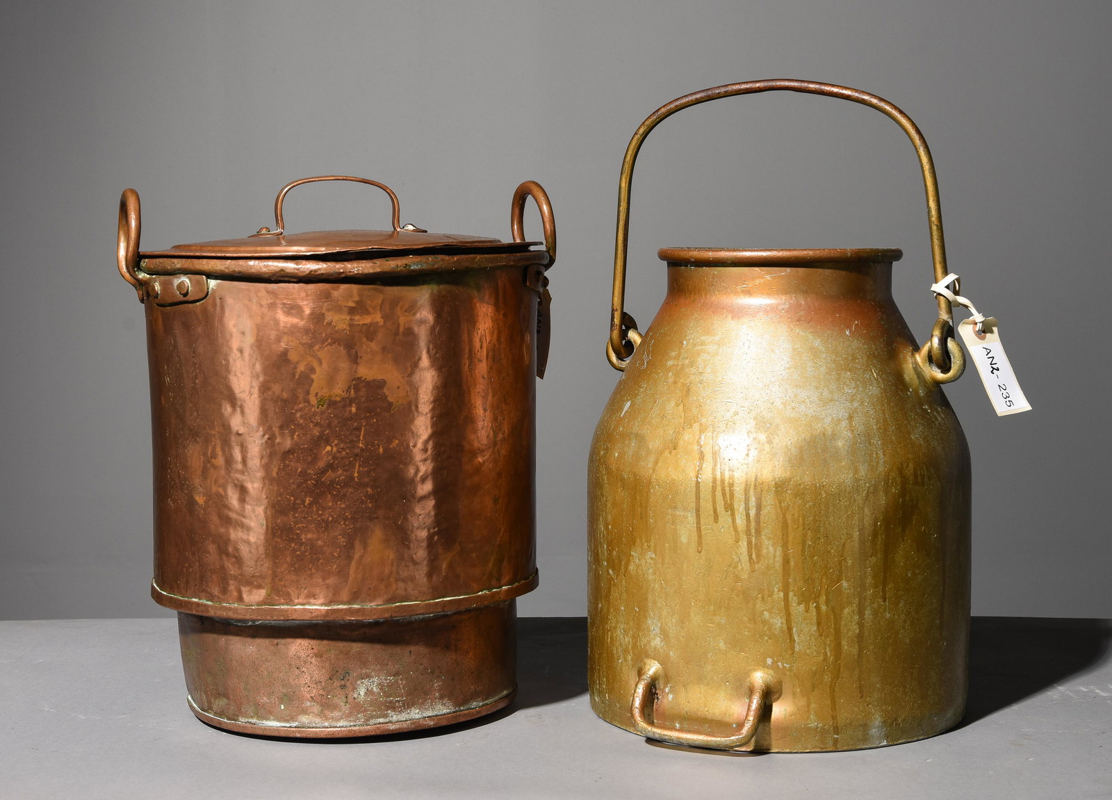 2 Copper / Metal Pots / Buckets - Smaller one is 15 in tall x 14 x 12 (1 of 3)