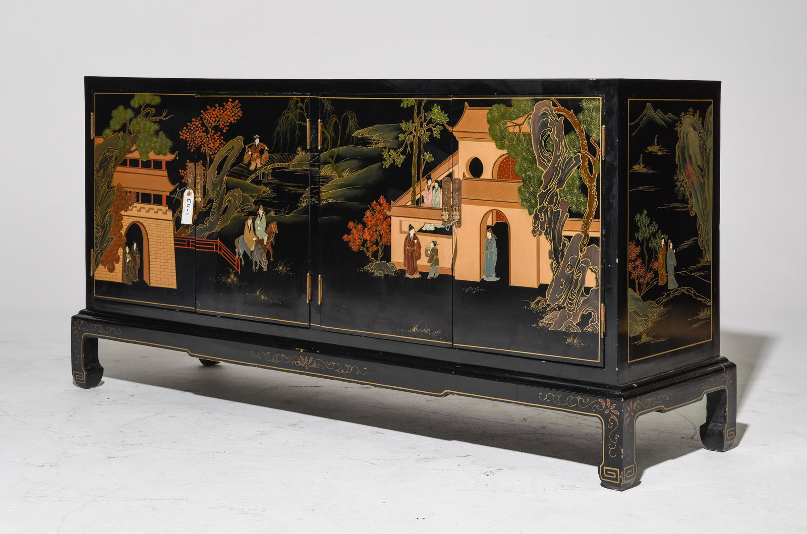 Asian Style 4 Door Low Sideboard / Credenza (1 of 10)
