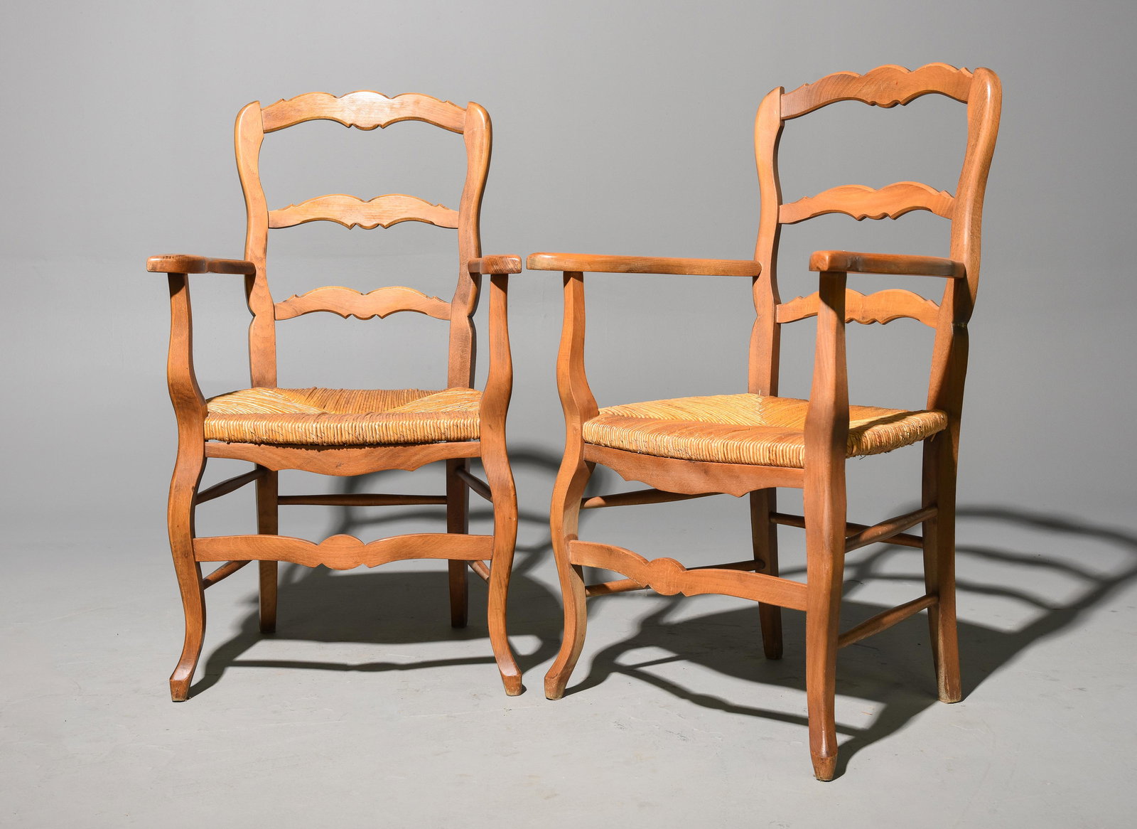 2 French Regency Style Rush Seat Arm Chairs - Seat height is 17 inches (1 of 4)