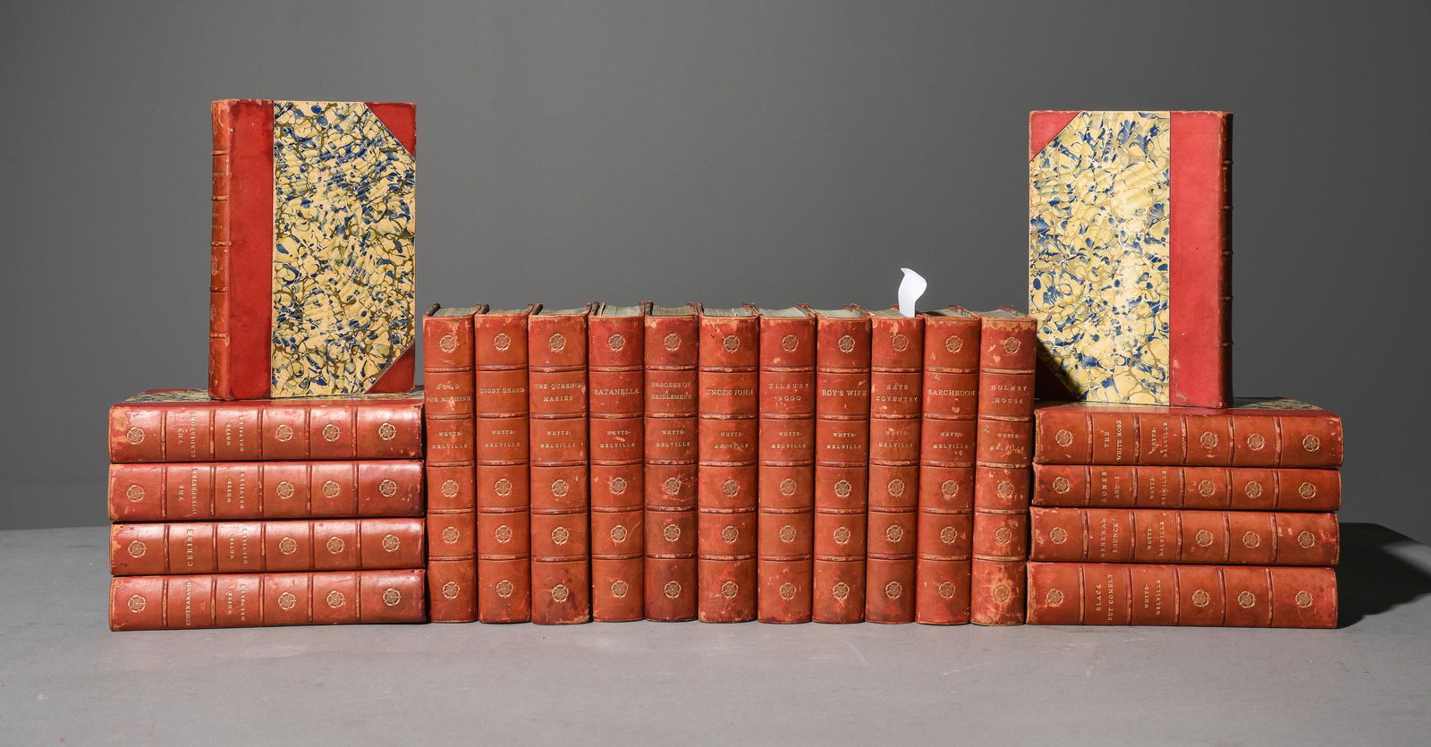 21vol. English Red Leather Bound Novels (1 of 4)