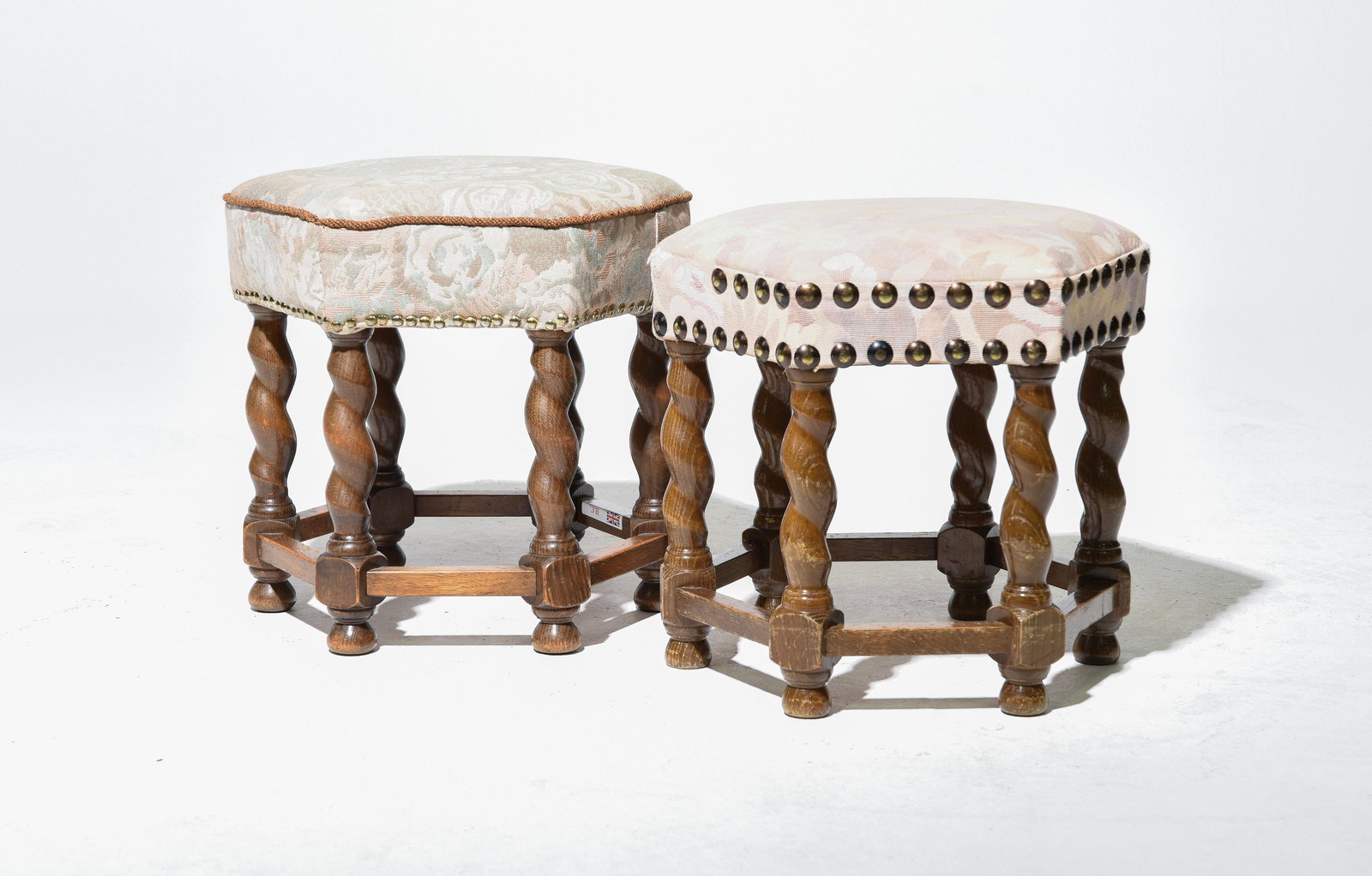 2 British Oak Barley Twist Stools (1 of 3)