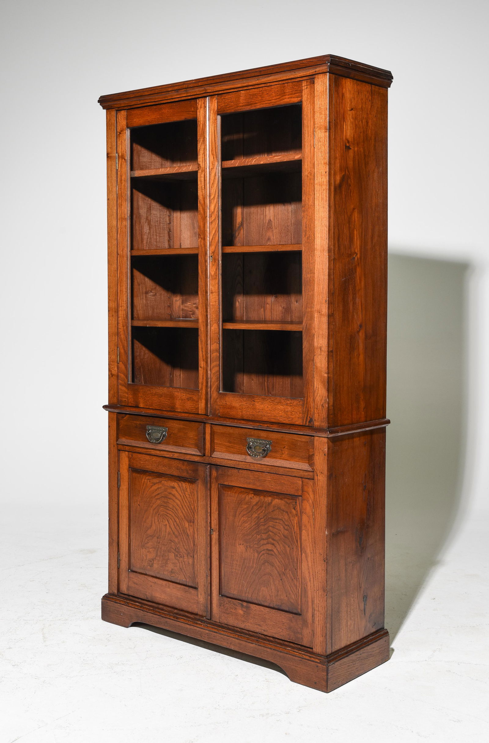 British Oak 4 Door Bookcase with Drawers (1 of 3)