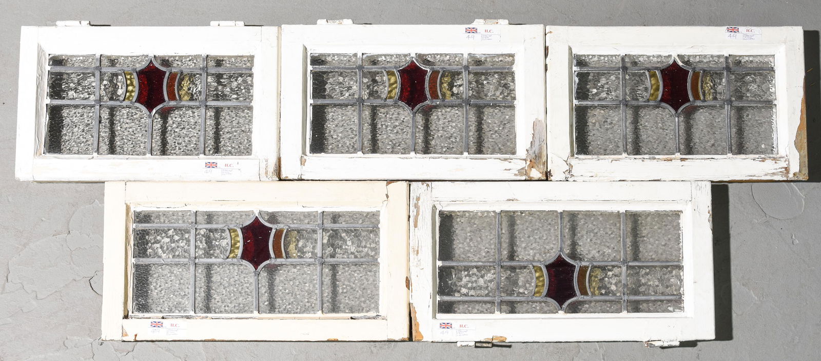 5 British Stained Leaded Glass Windows (1 of 6)