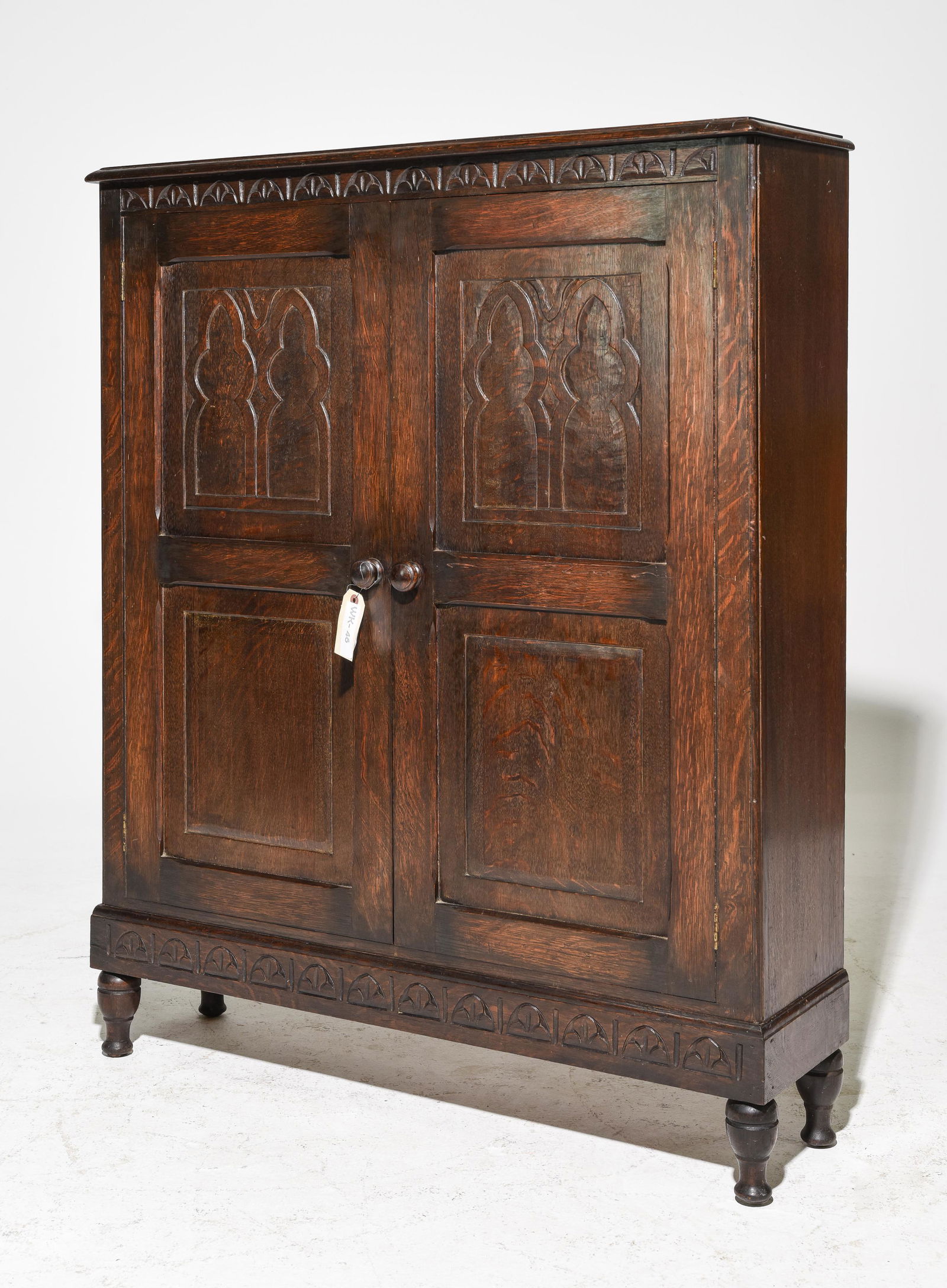 British Oak Double Door Narrow Cabinet (1 of 3)