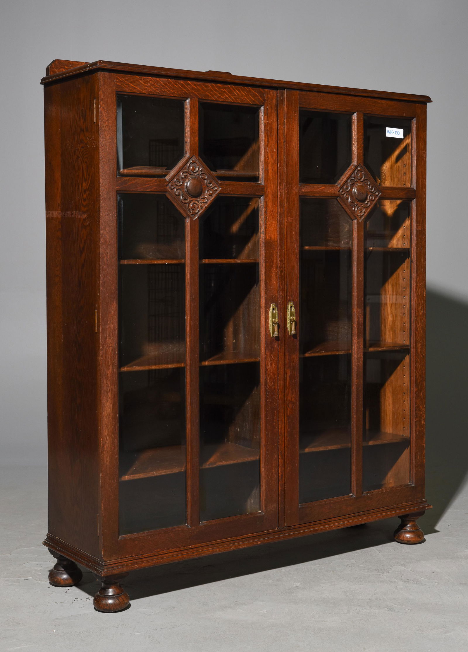 British Oak Double Door Bookcase (1 of 4)
