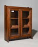 British Oak Small Narrow Double Door Bookcase