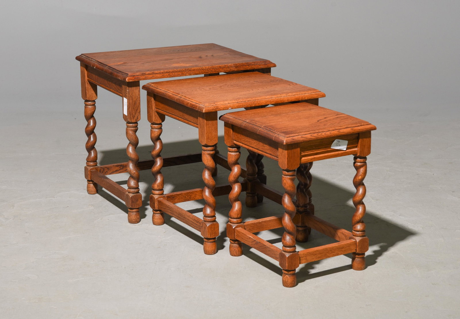British Oak Barley Twist Nest of 3 Tables: British Oak Barley Twist Nest of 3 Tables