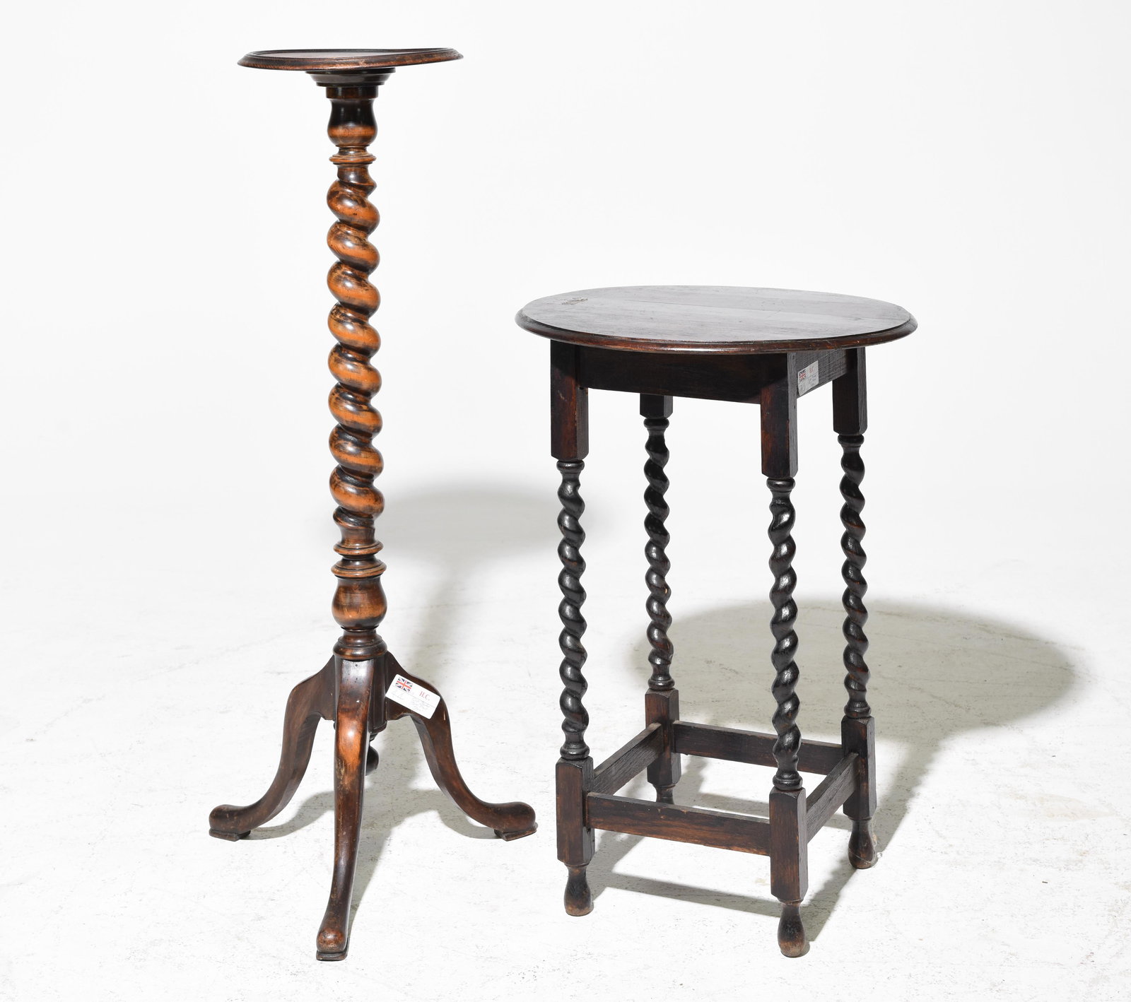 British Oak Barley Twist Plant Stand & Occasional Table (1 of 3)