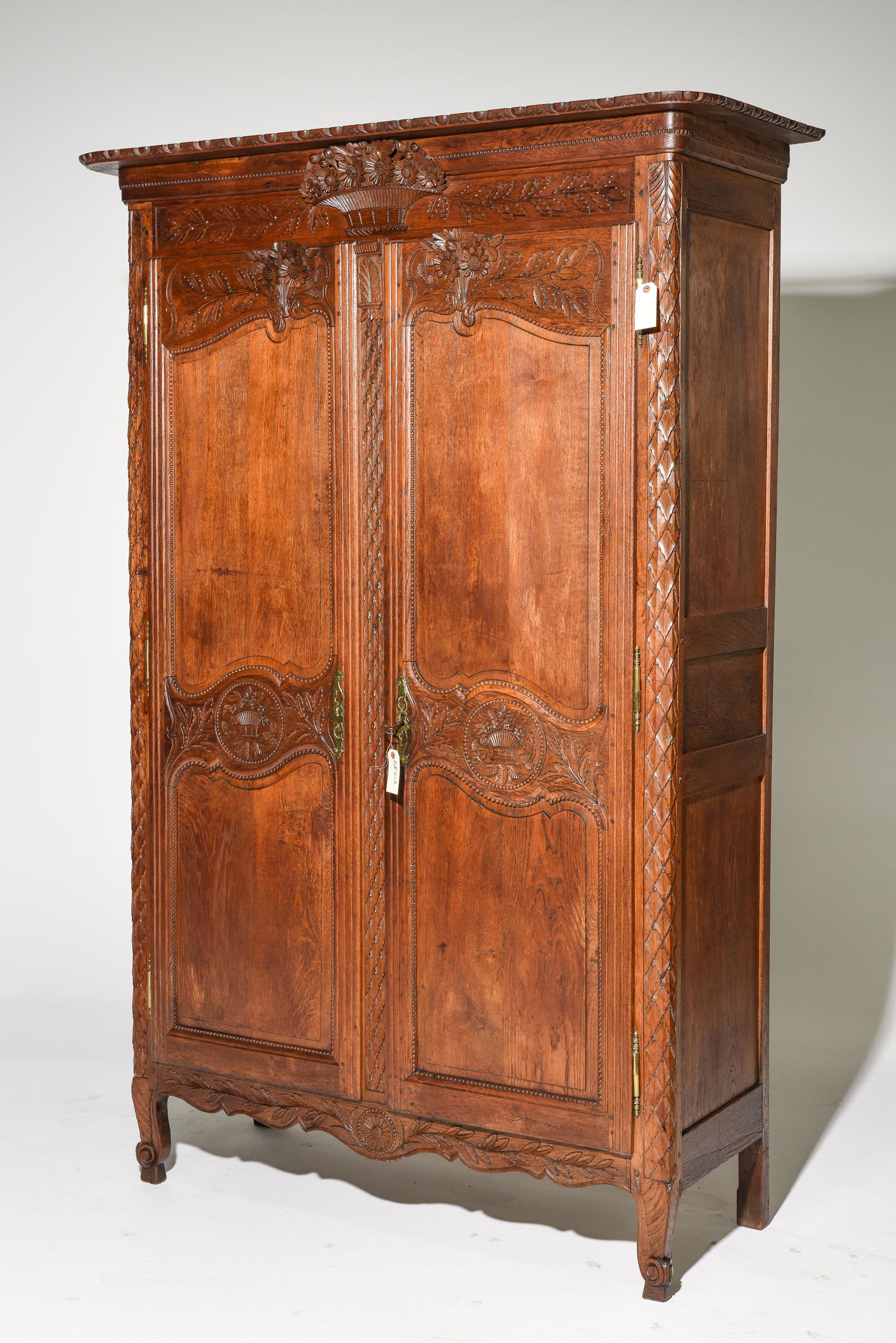 French Carved Oak Double Door Armoire
