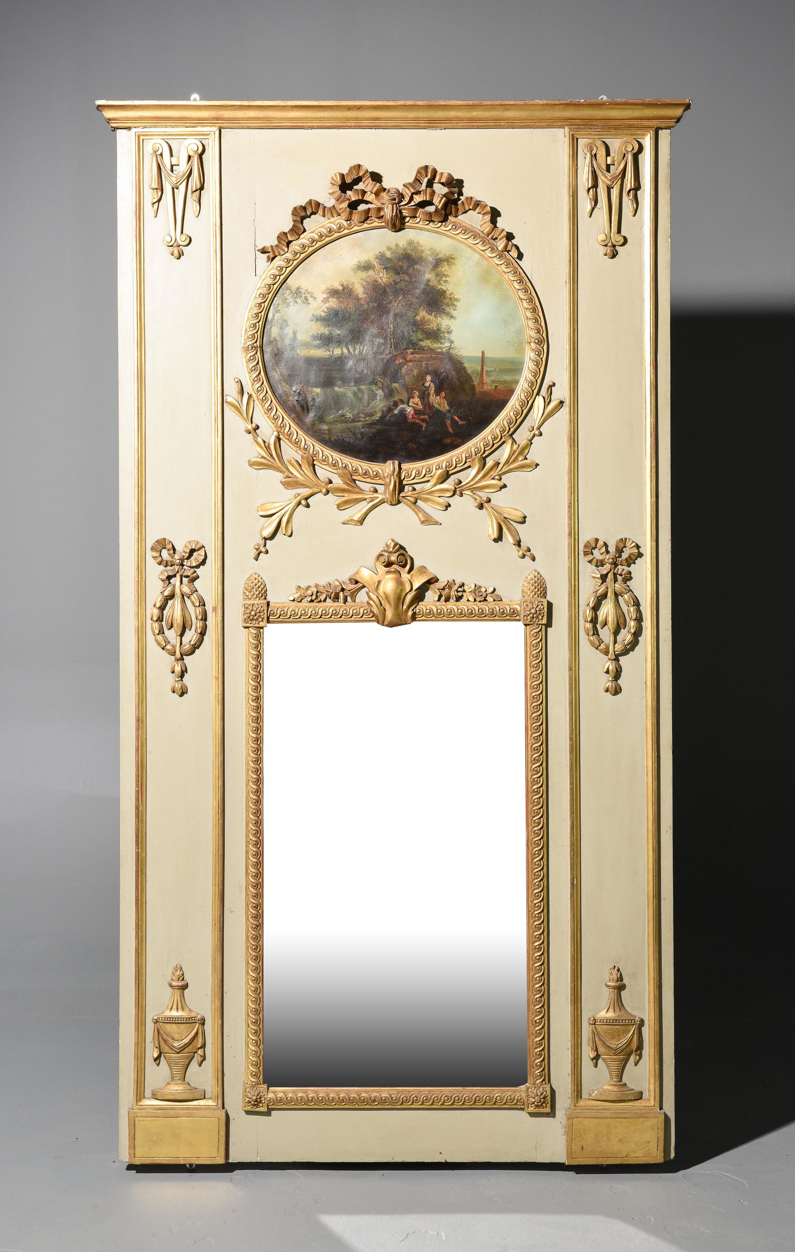 French Louis XVI Style Painted / Gilt Trumeau Mirror (1 of 6)