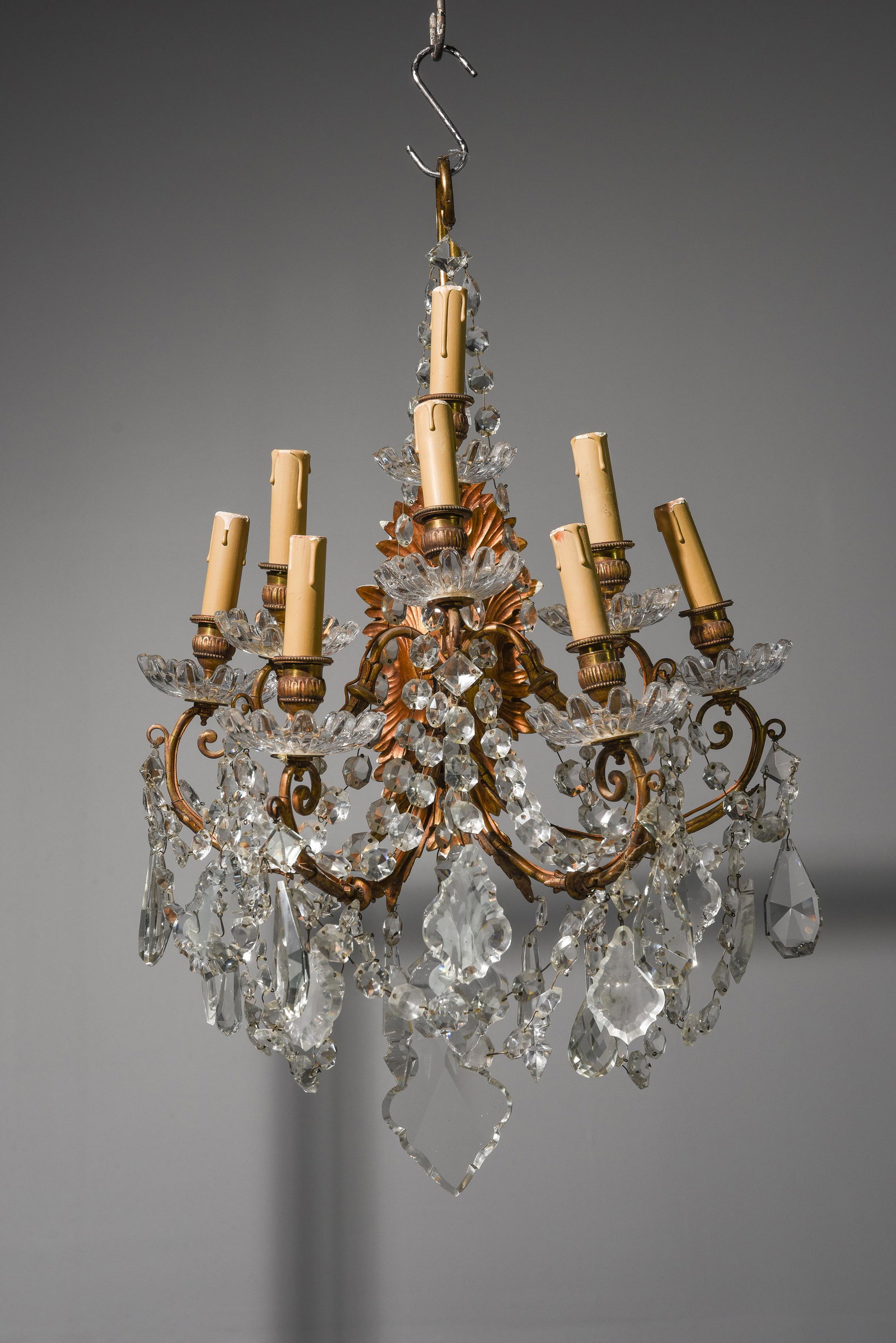 French Style Sconce with Glass Cups & Prisms (1 of 3)