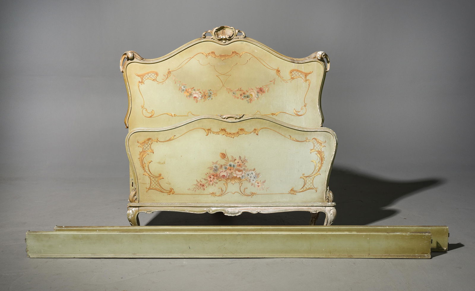 Louis XV Style Painted Bed with Rails (1 of 5)