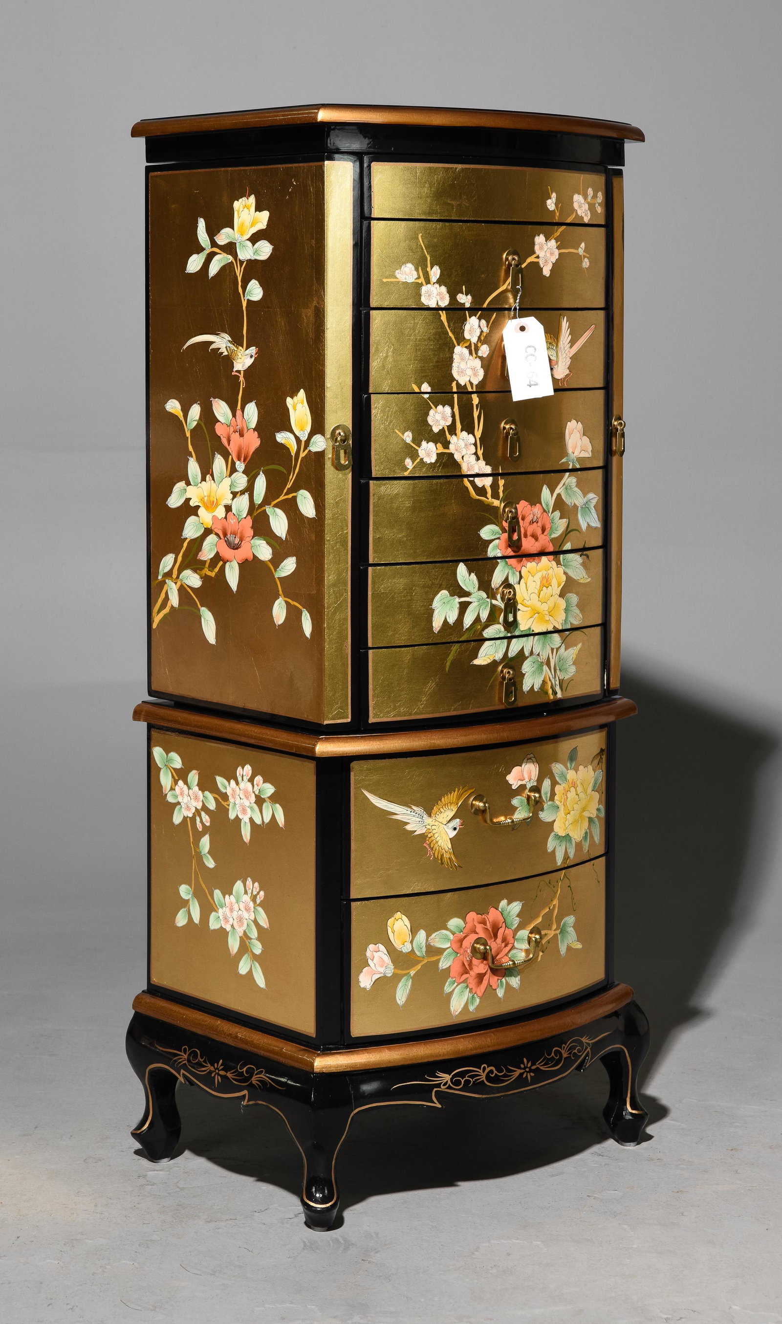 Ebonized / Gold Decorated Jewelry Chest: Ebonized / Gold Decorated Jewelry Chest