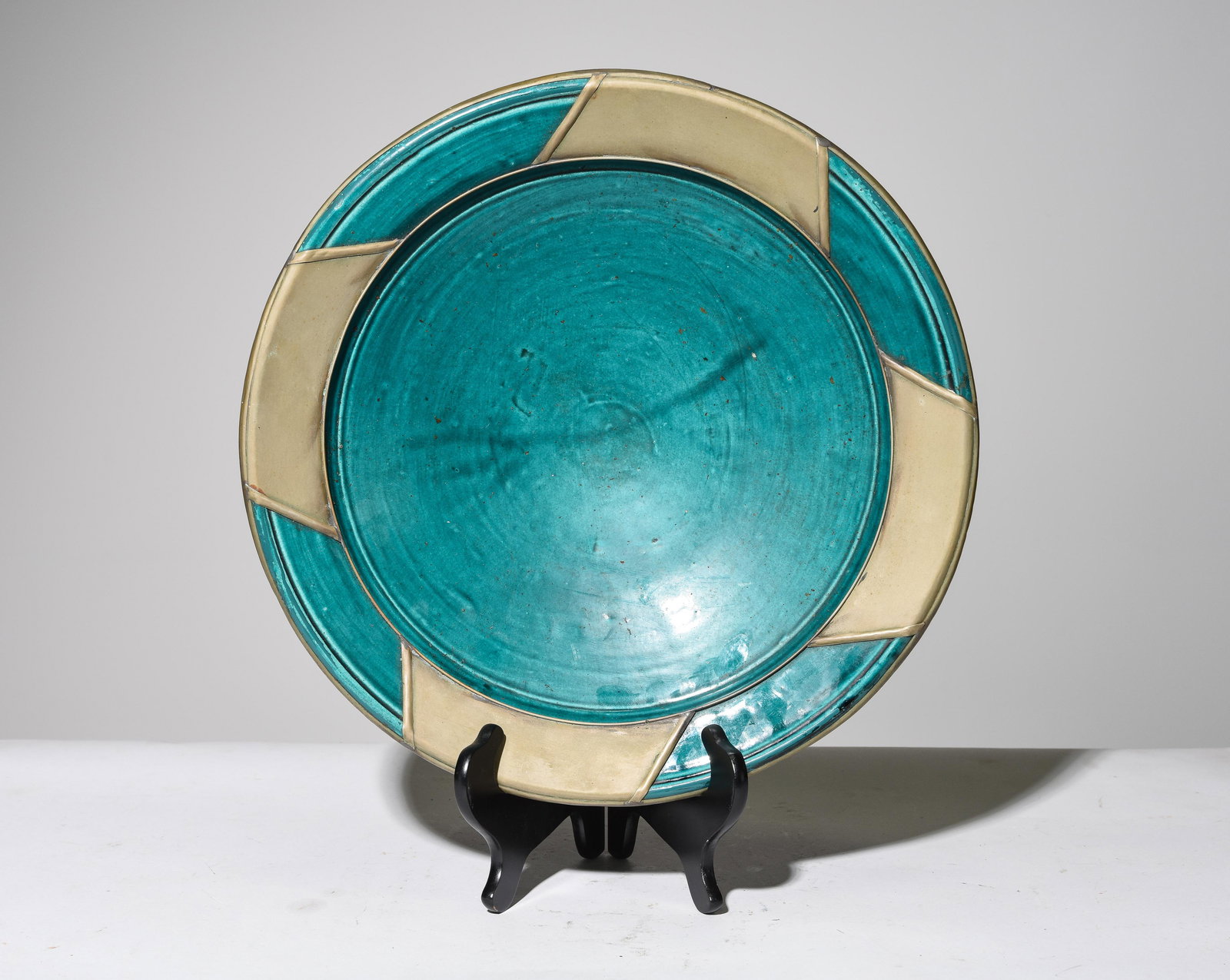 Danish Modern Pottery Bowl with Metal Overlay (1 of 3)