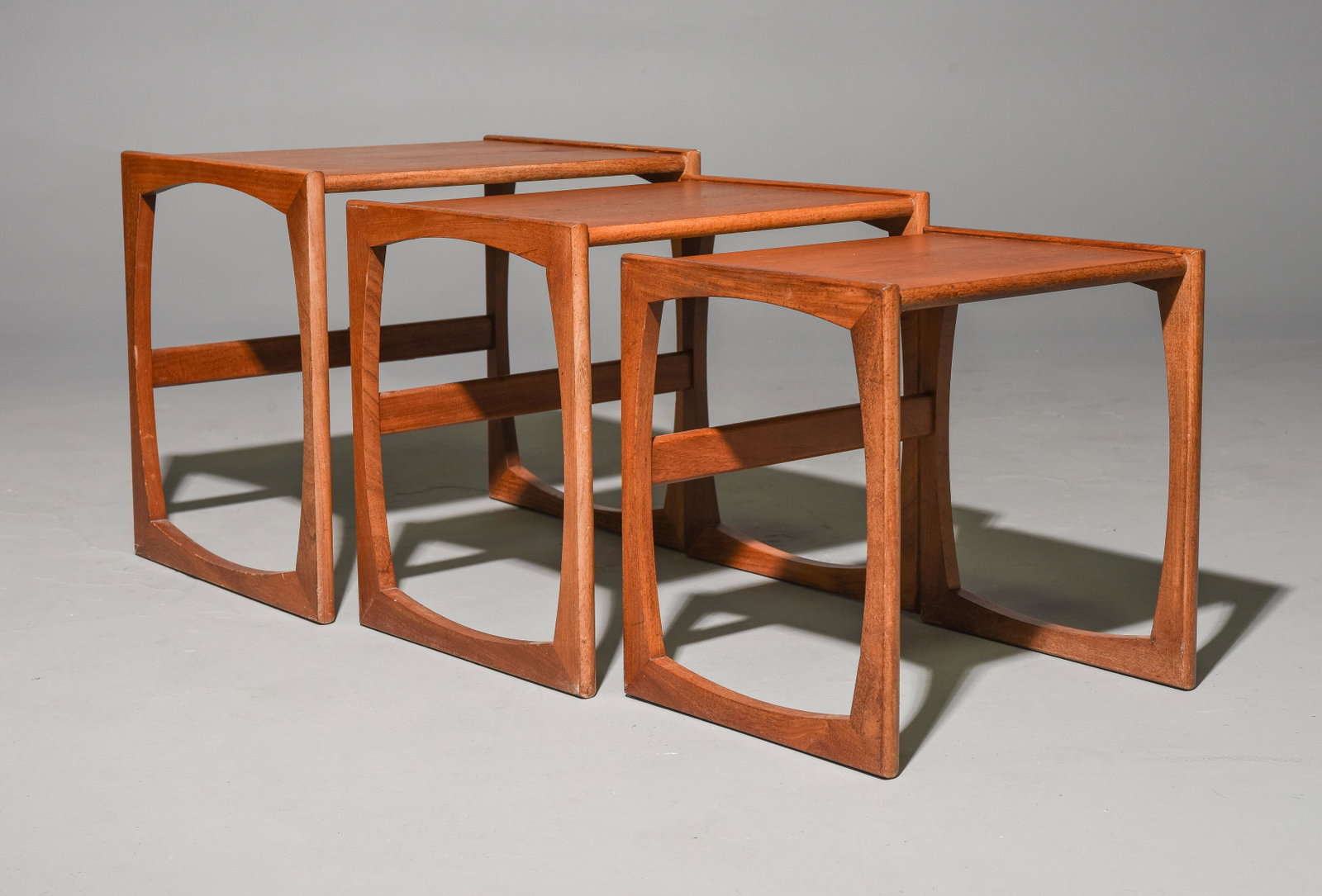 Mid Century Modern Quadrile Nest of 3 Tables #1: Danish Modern Style Teak Quadrile Nest of 3 Tables
