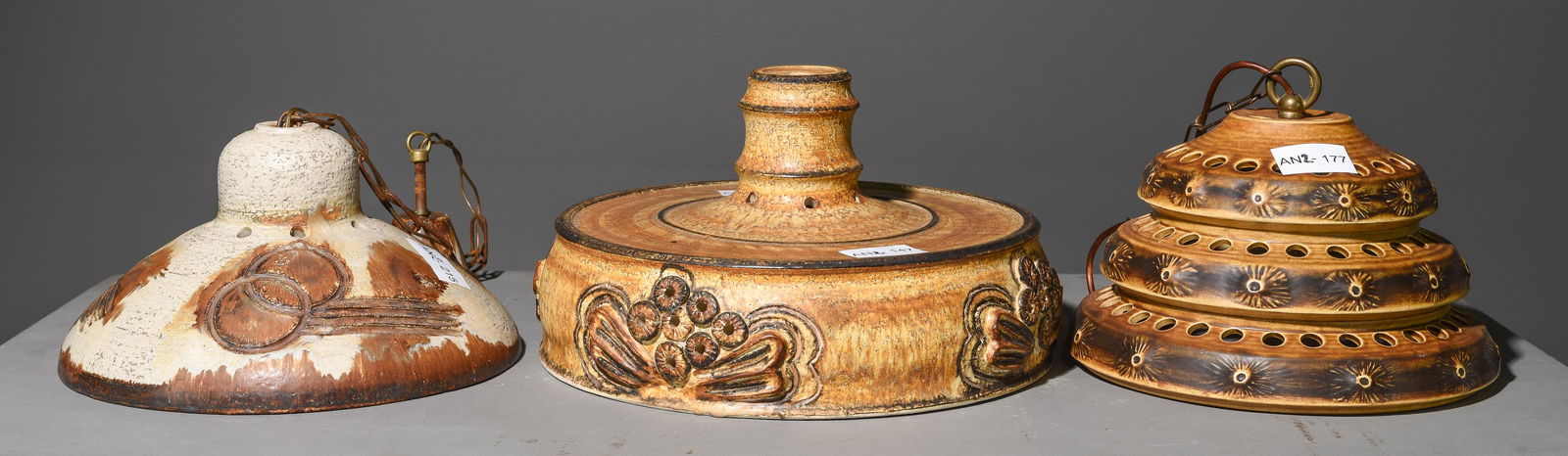 3 Assorted Danish Pottery Pendant Light Chandeliers (1 of 5)