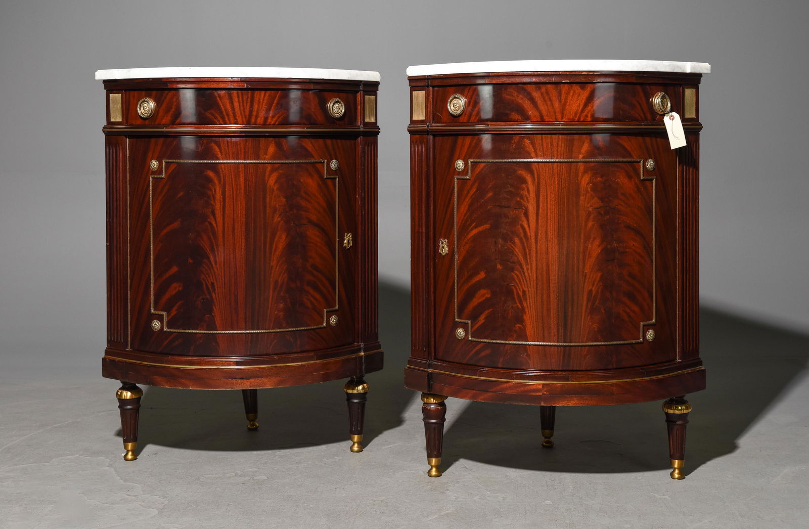 2 Louis XVI Style White Marble Top Corner Cabinets (1 of 5)