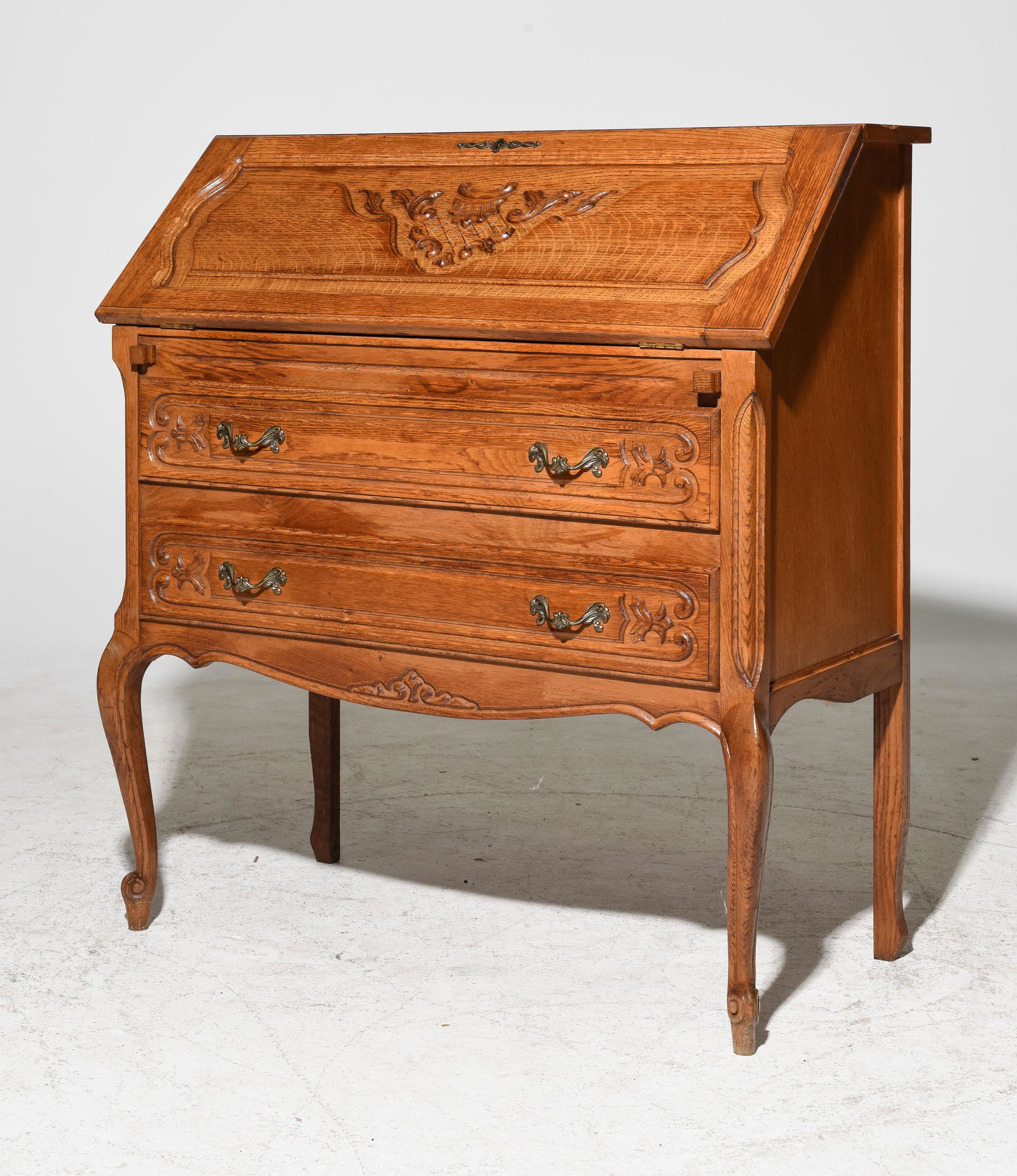 French Regency Style Oak Drop Front Desk c.1930's (1 of 5)