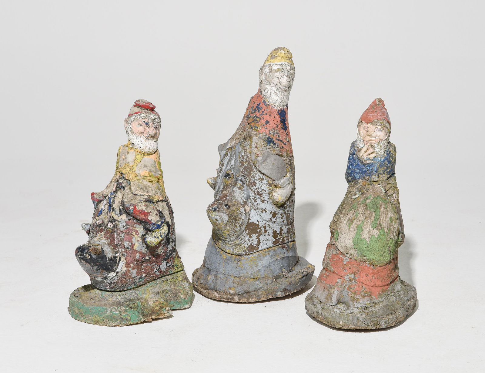3 Painted Cast Stone Garden Gnomes (1 of 6)