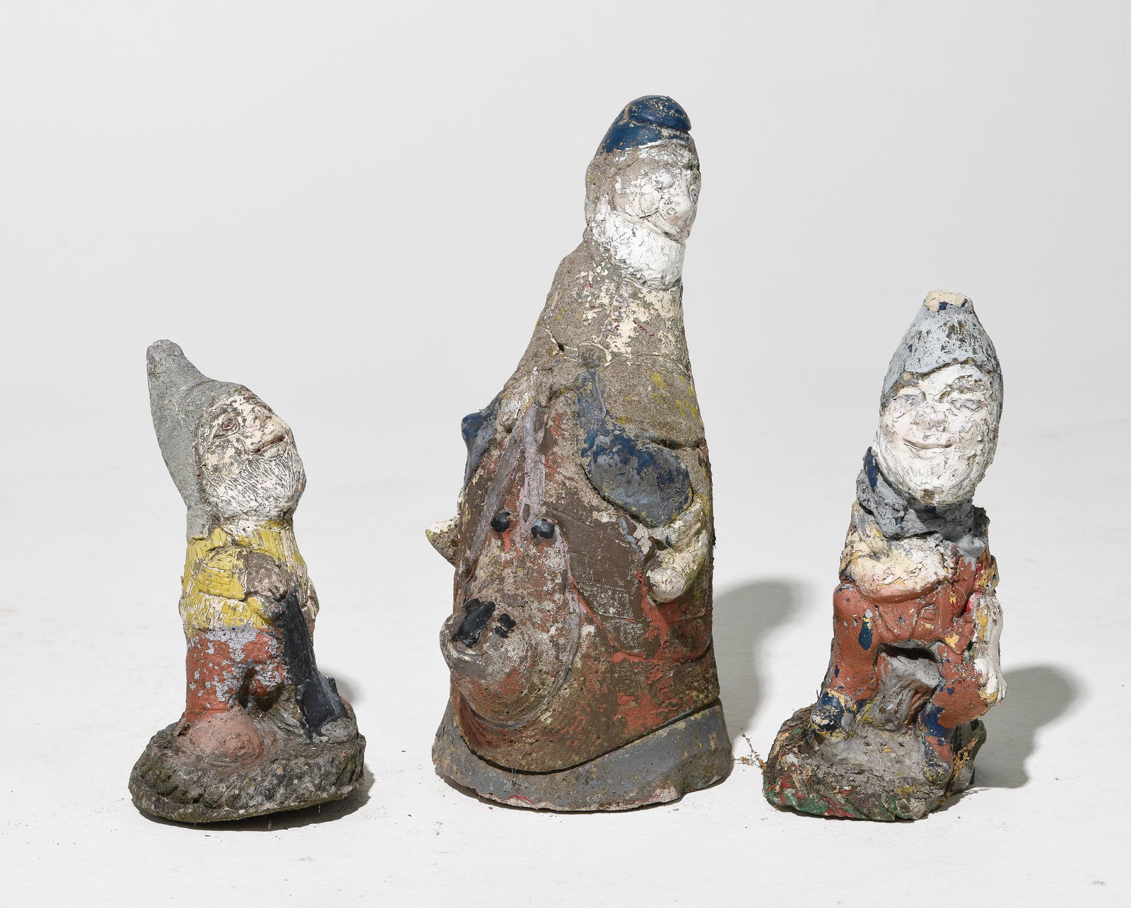 3 Painted Cast Stone Garden Gnomes (1 of 5)