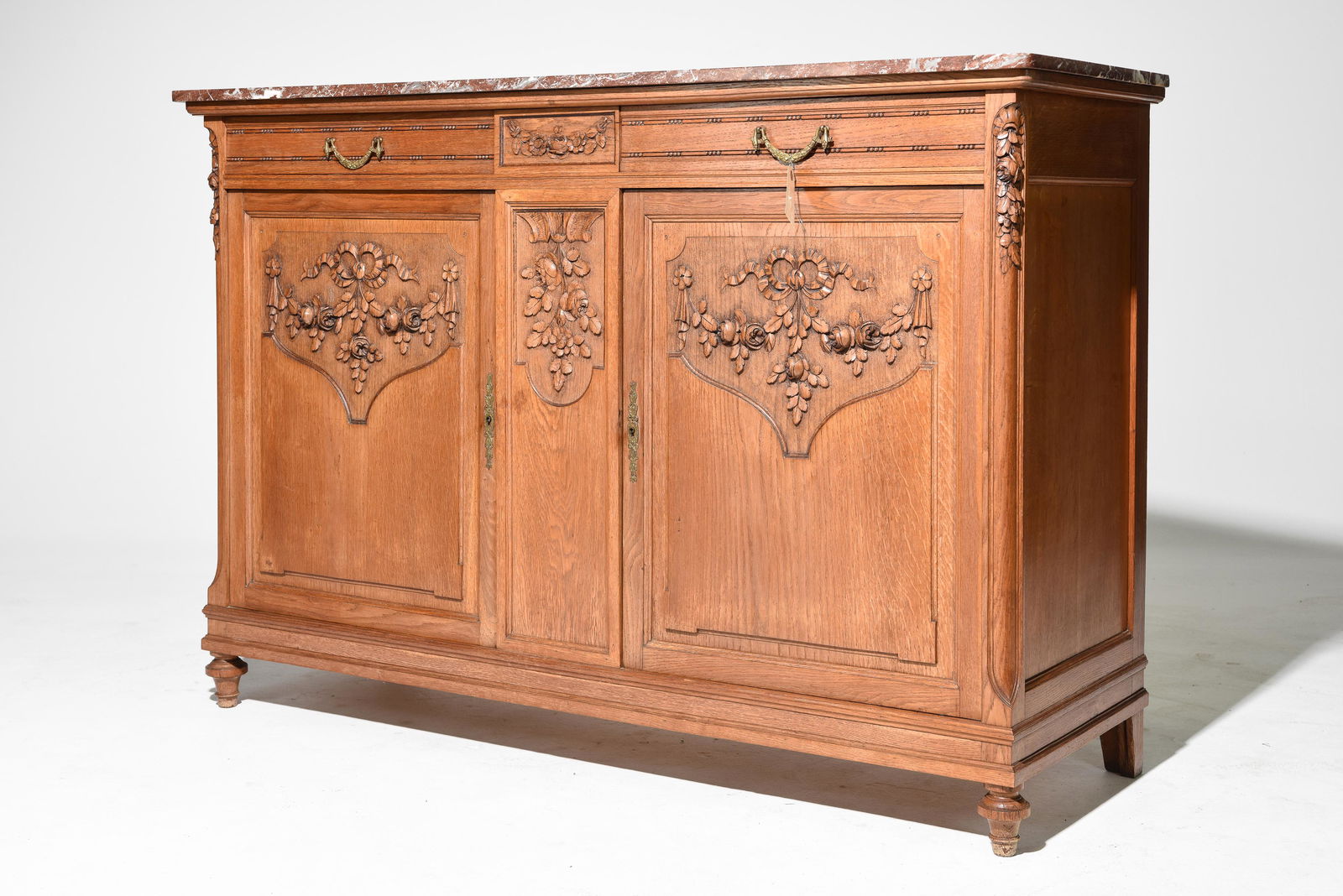 French Carved Oak Marble Top Buffet / Sideboard (1 of 5)