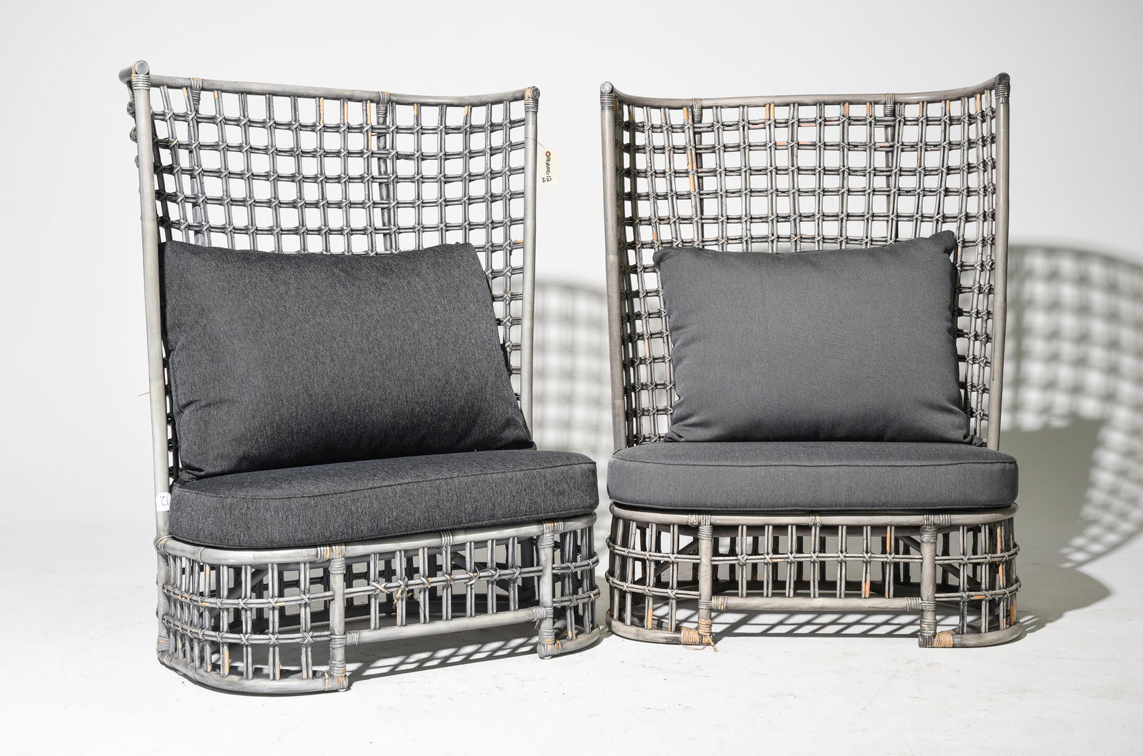 2 Painted Bamboo High Back Large Chairs (1 of 6)