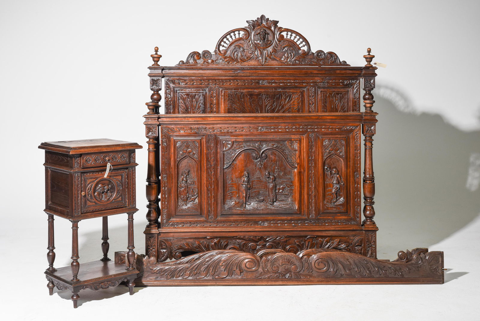 French Breton Style Bed with Rails & Nightstand (1 of 6)