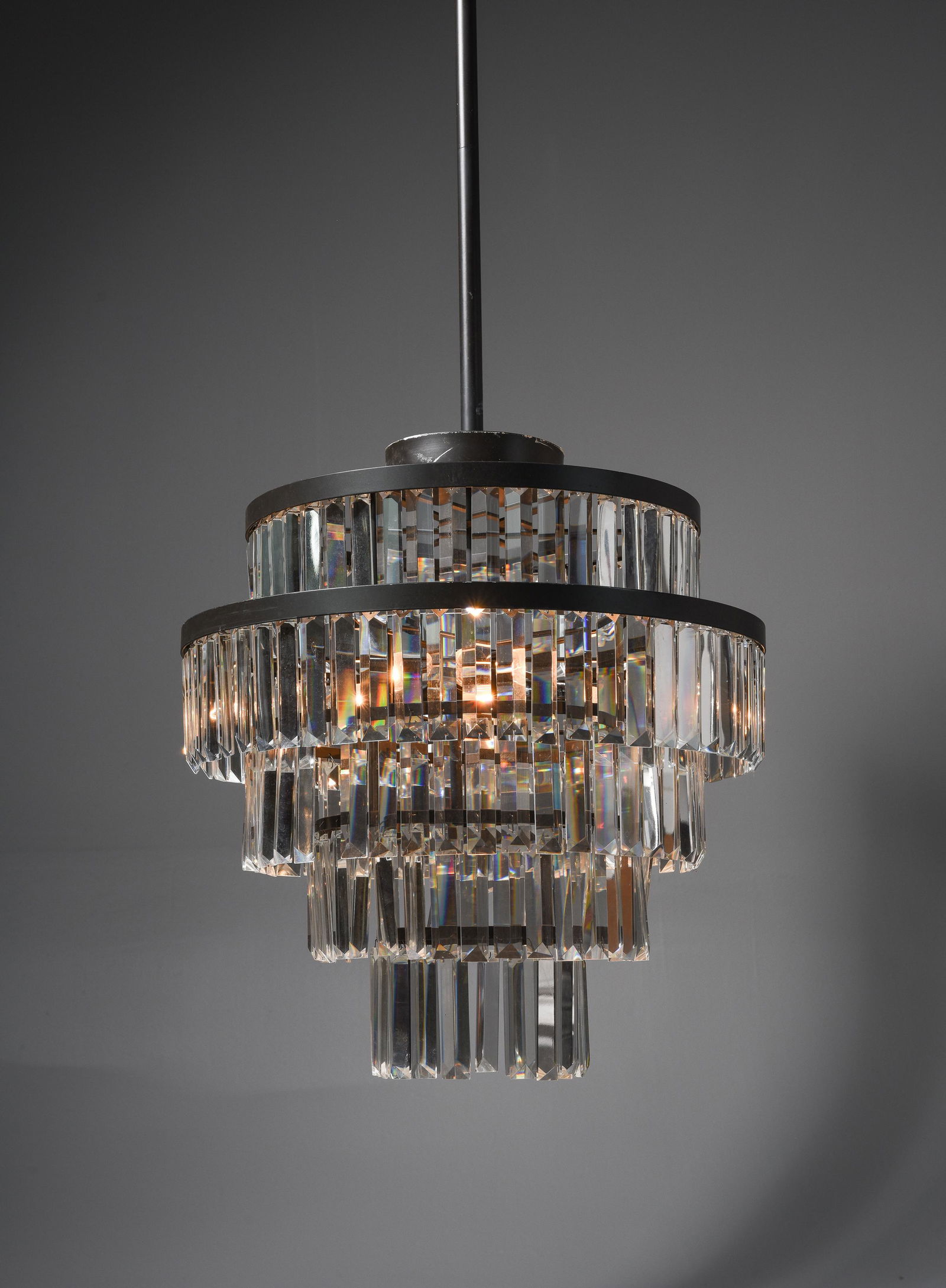 Restoration Hardware Style Chandelier with Prisms (1 of 4)