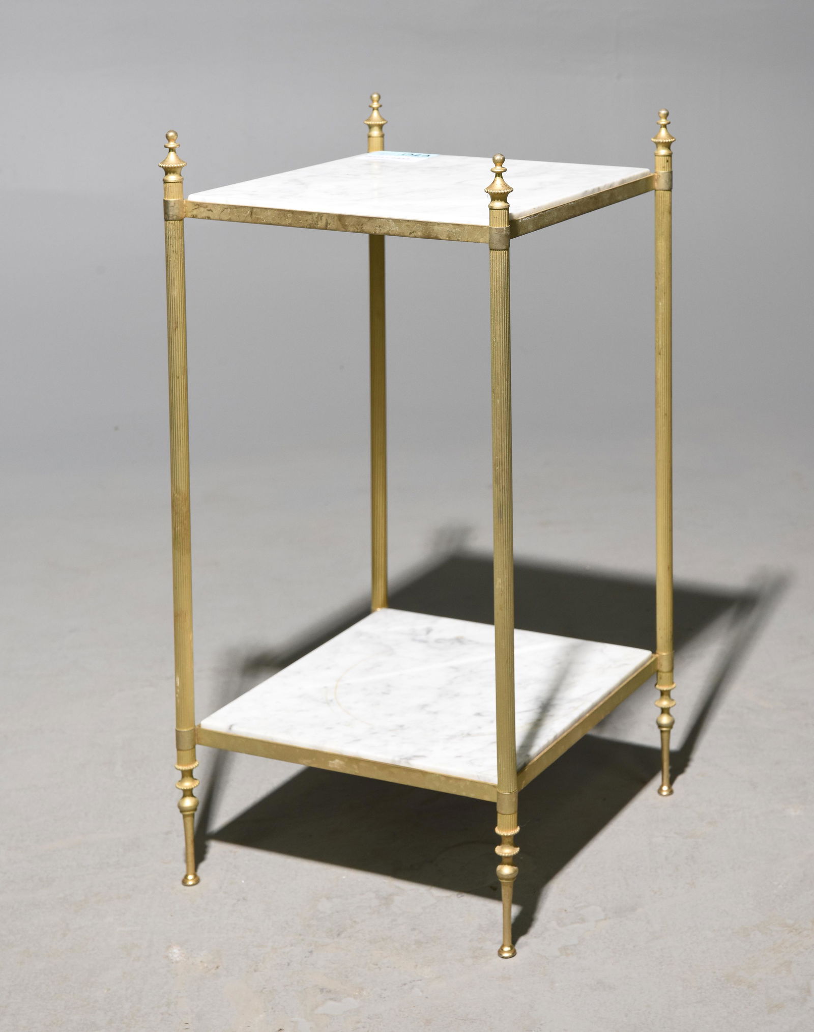 French 2 Tier Occasional Table with White Marble (1 of 3)