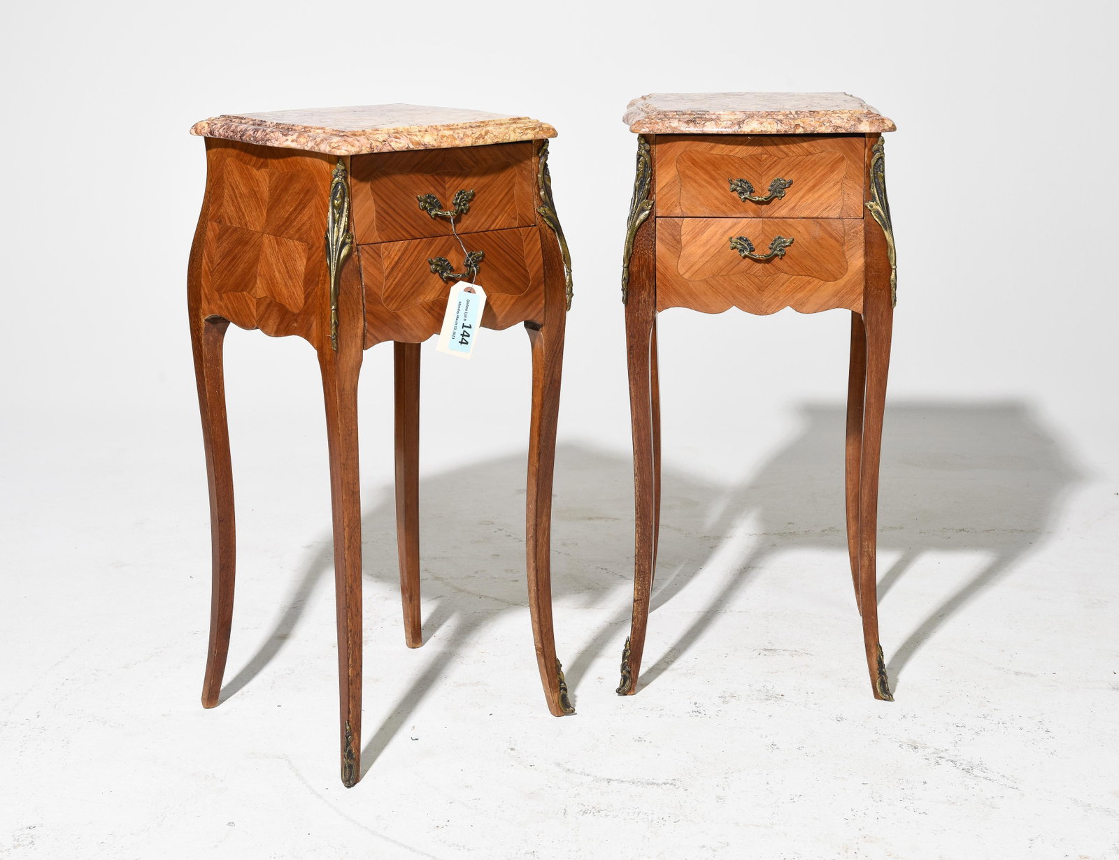 2 Louis XV Style Marble Top Occasional Chests: 2 French Louis XV Style Marble Top Occasional Chests / Nightstands
