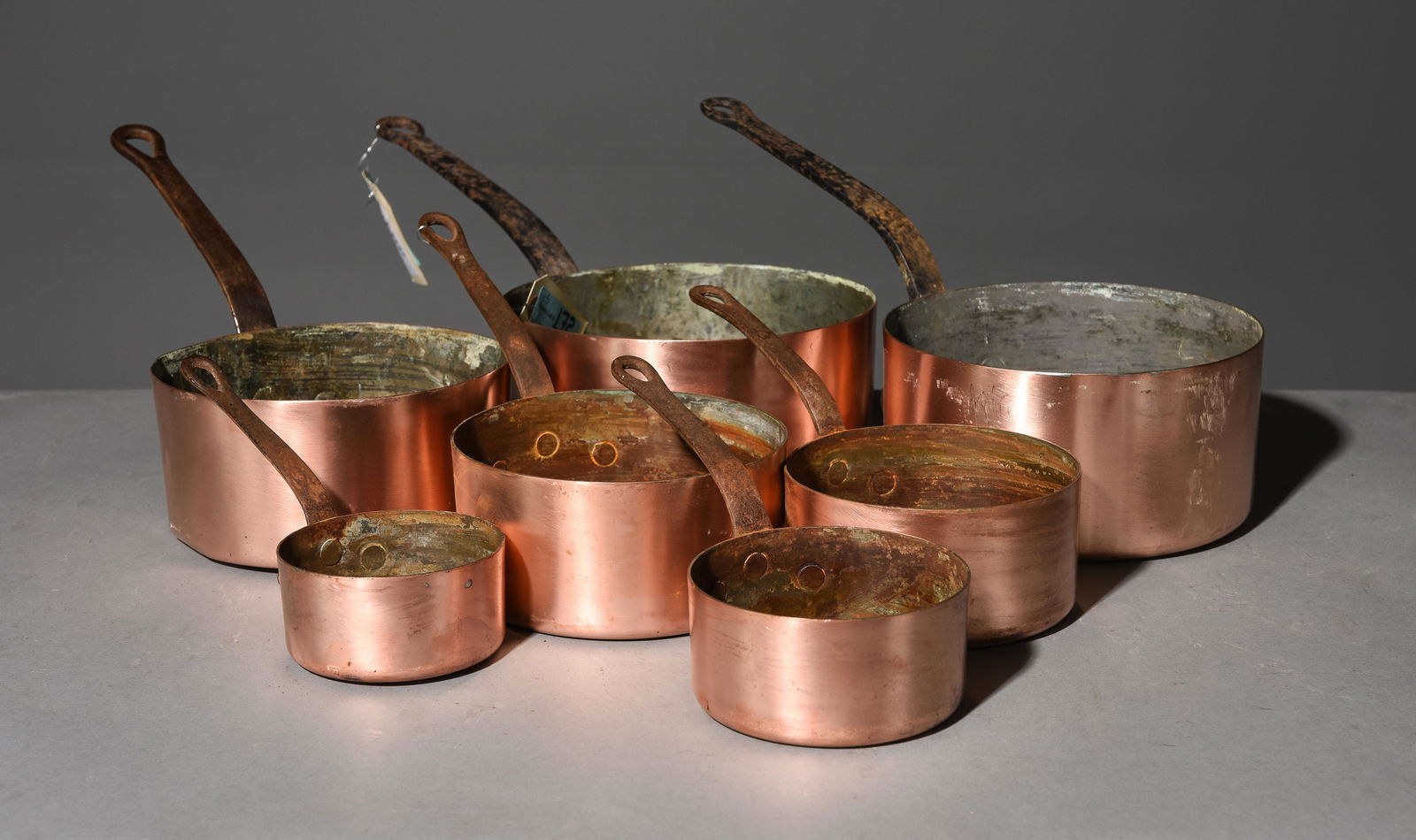 Set of 6 French Polished Copper Sauce Pots #1 (1 of 3)