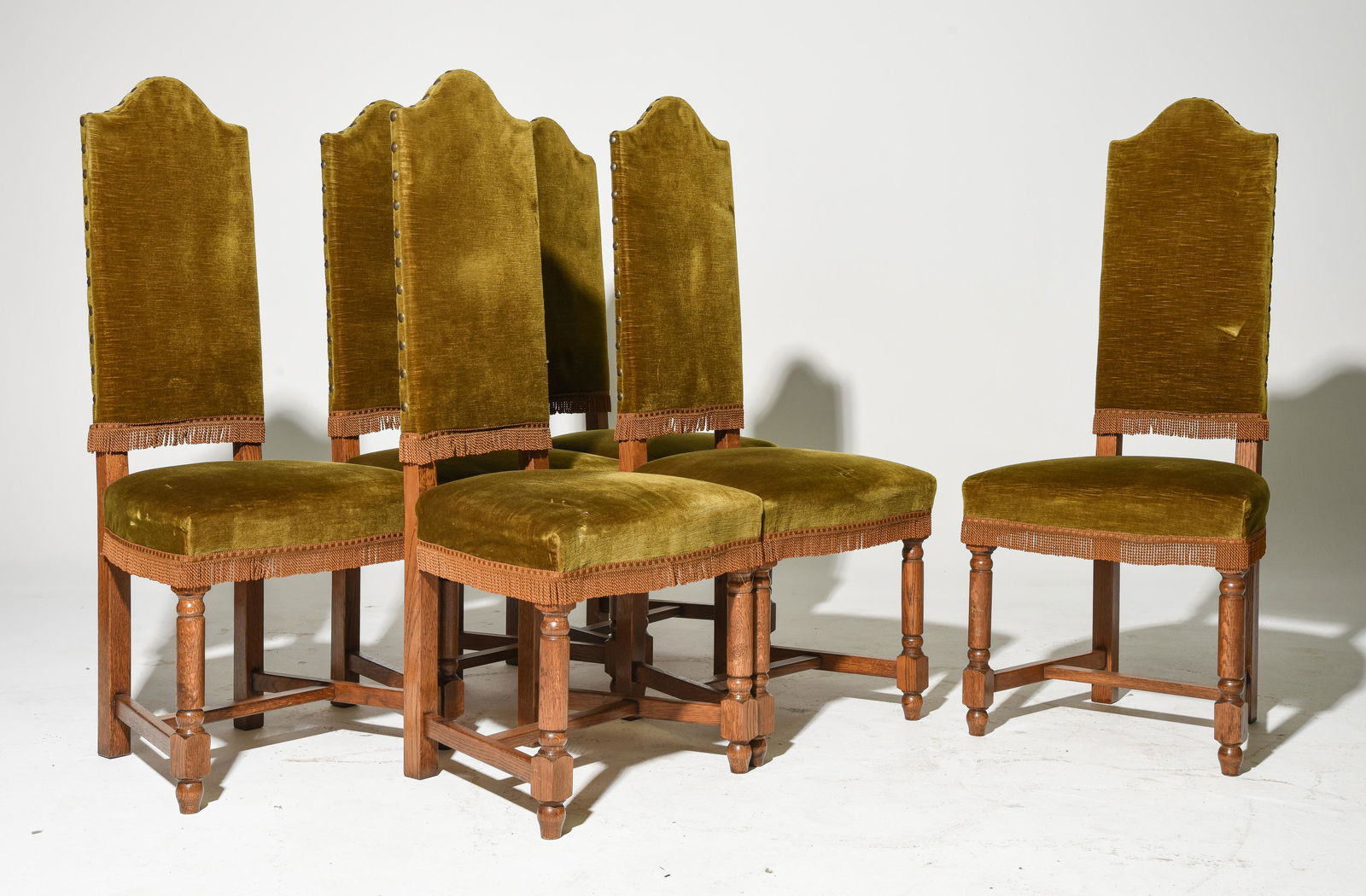 Set of 6 French Oak Upholstered Dining Chairs (1 of 4)