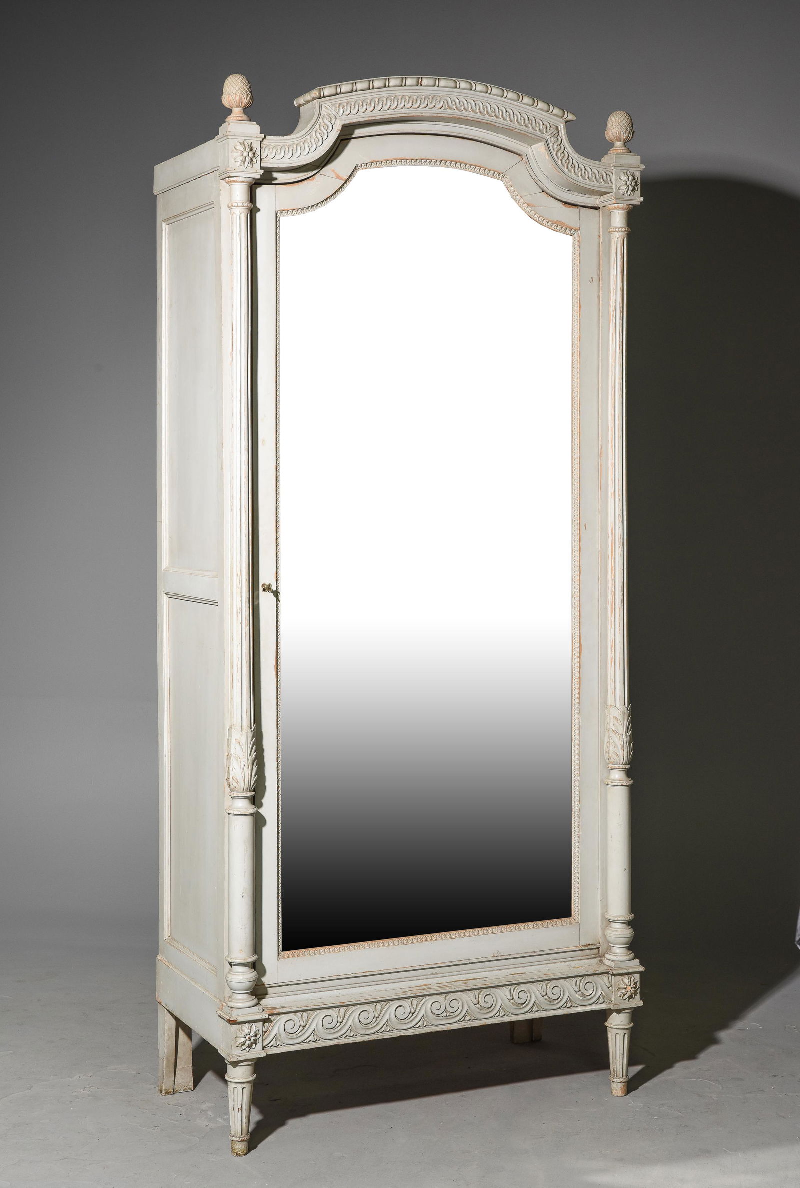 Louis XVI Style Painted Mirror Door Armoire (1 of 5)
