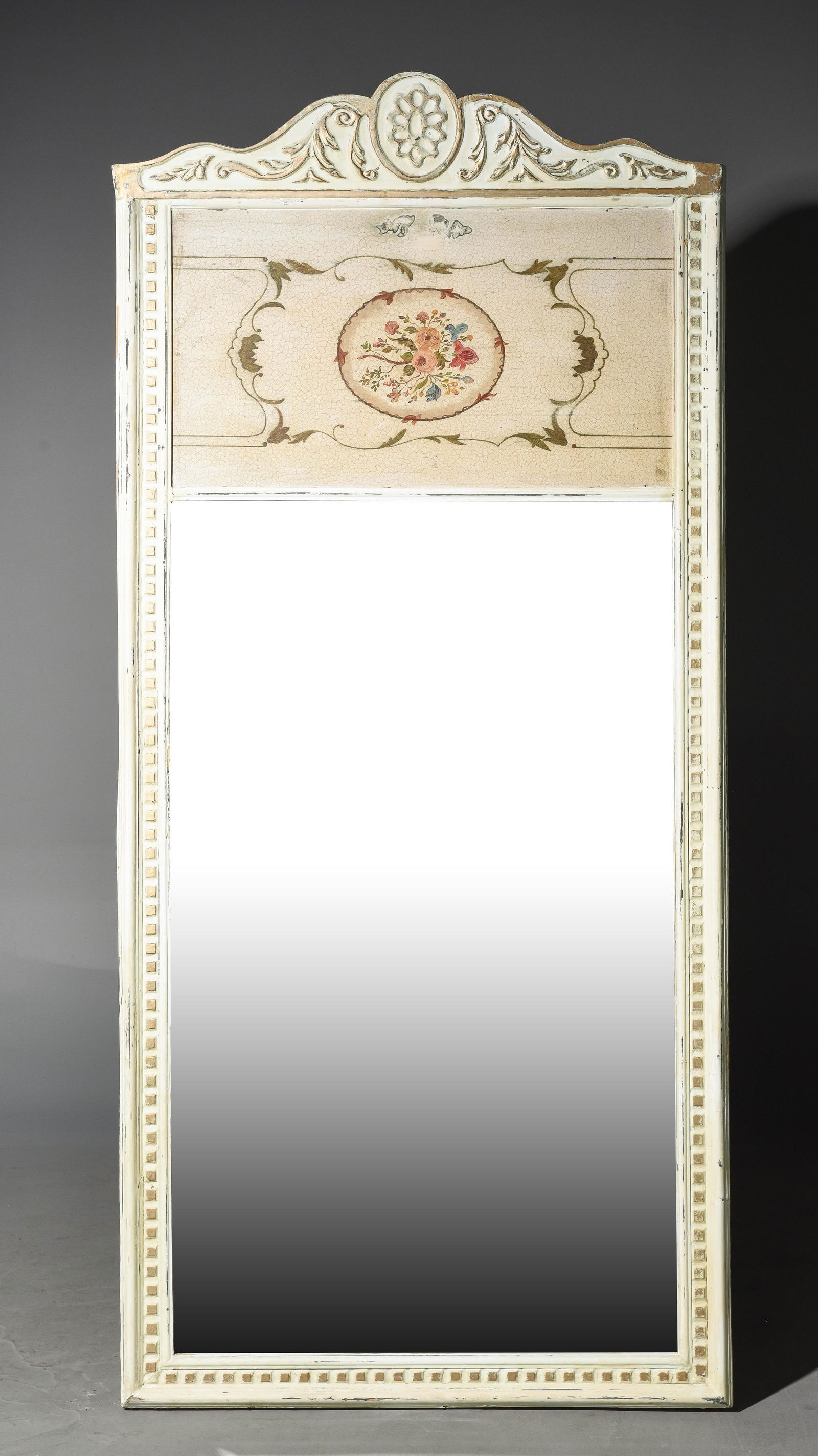 French Style Large Painted Trumeau Mirror #2 (1 of 4)