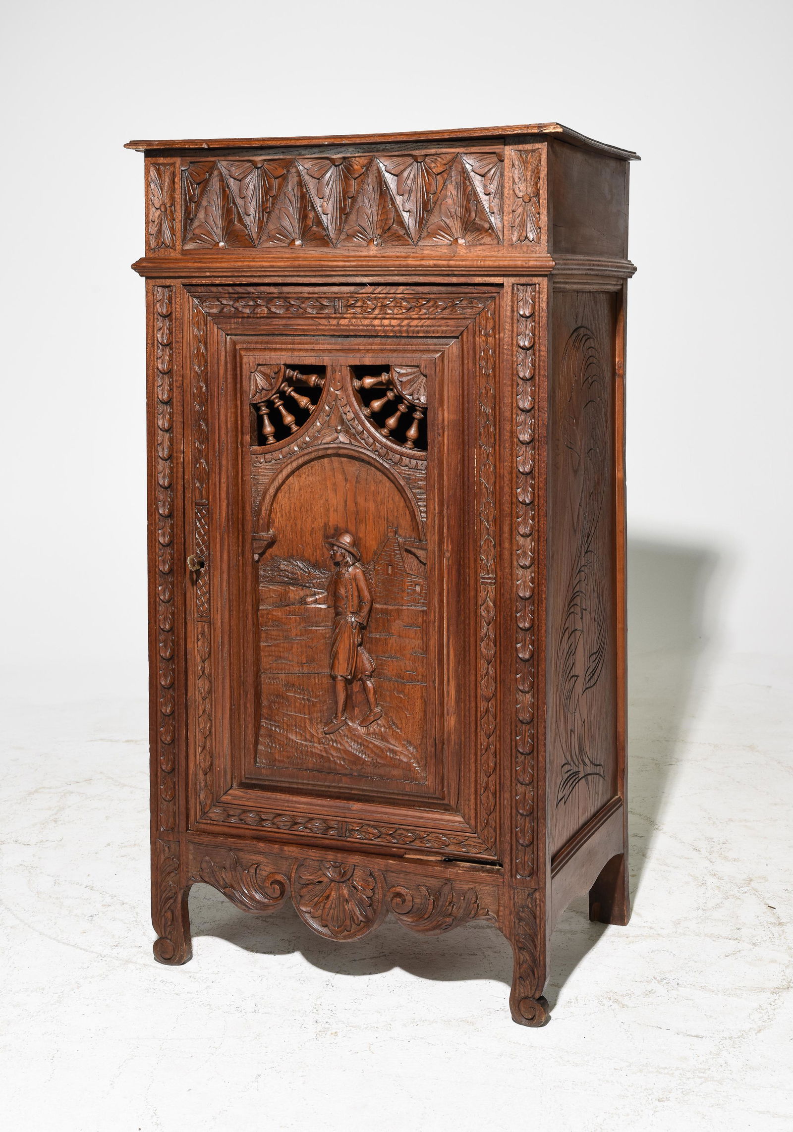 French Breton Style Carved Oak Cabinet (1 of 5)