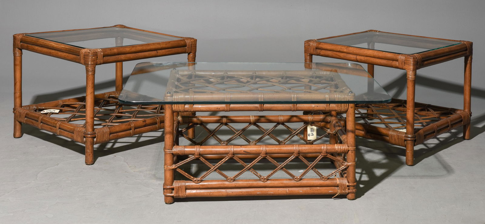 2 Bamboo Glass Top Occasional Tables & Coffee Table (1 of 4)