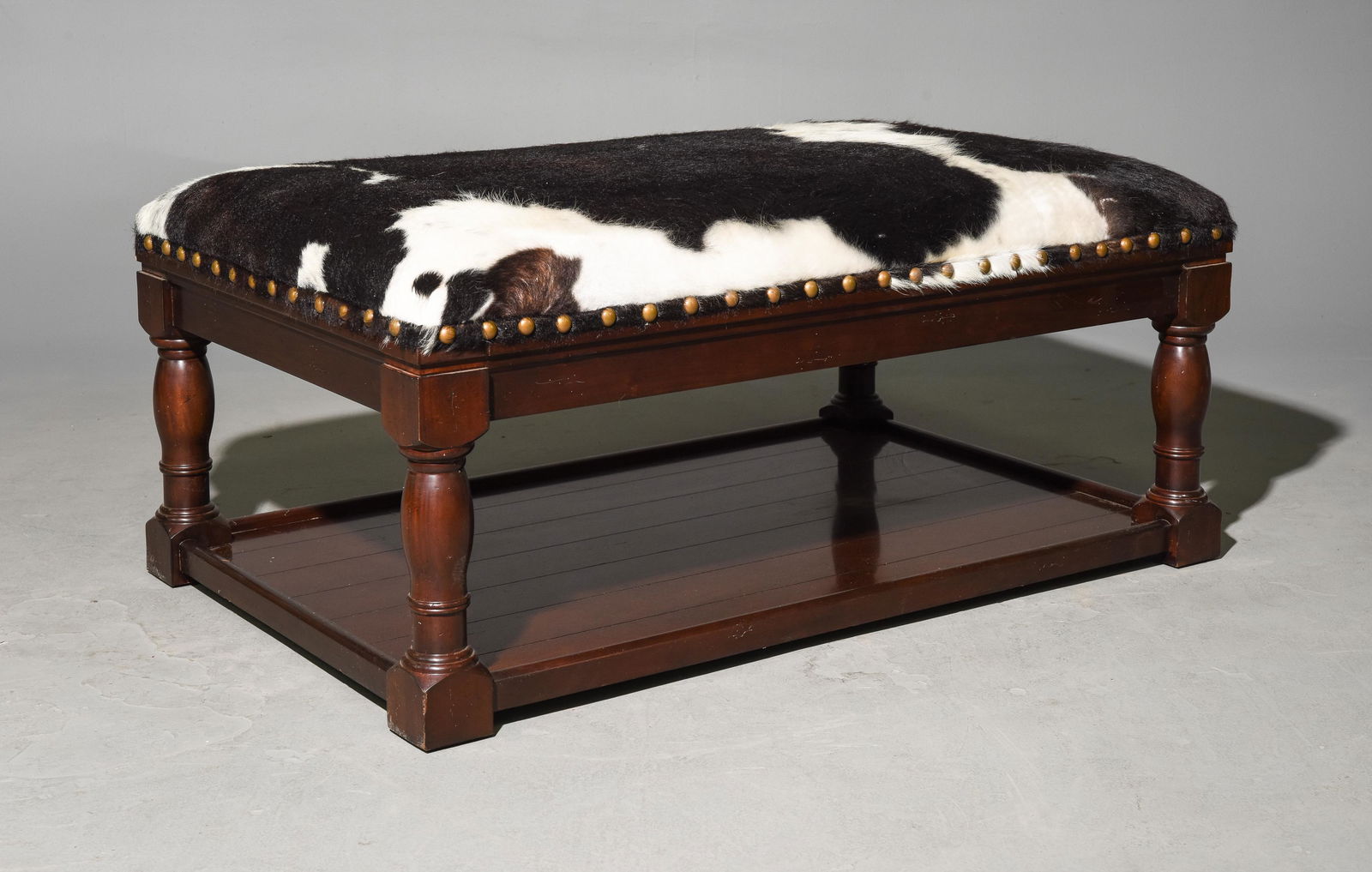 Cowhide Upholstered Large Ottoman (1 of 2)