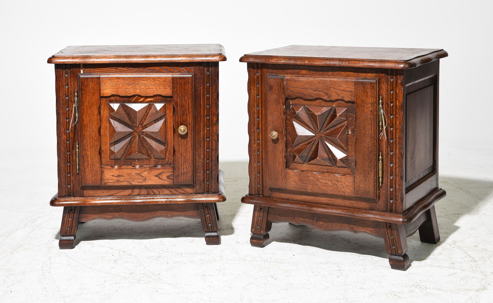 Pair of French Basque Style Oak Nightstands (1 of 3)