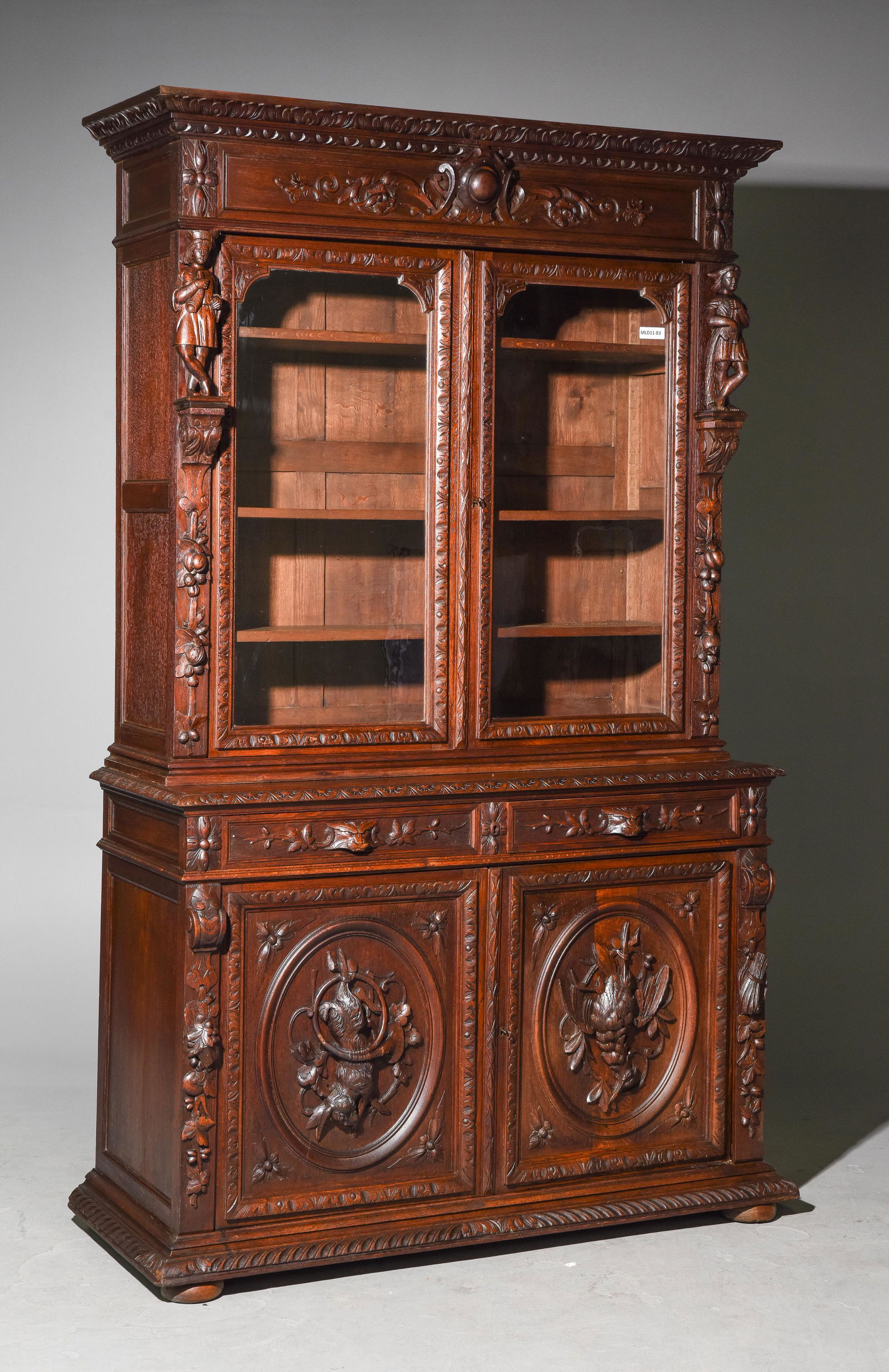 Renaissance Style Carved Oak Cupboard / Bookcase (1 of 8)